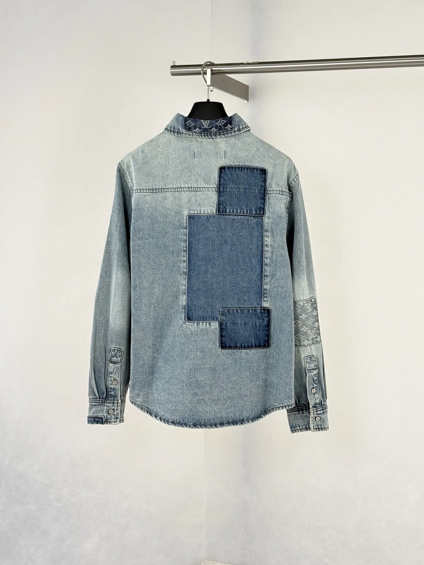 Monogram Patchwork Distressed Denim Shirt D34022026 — view 2