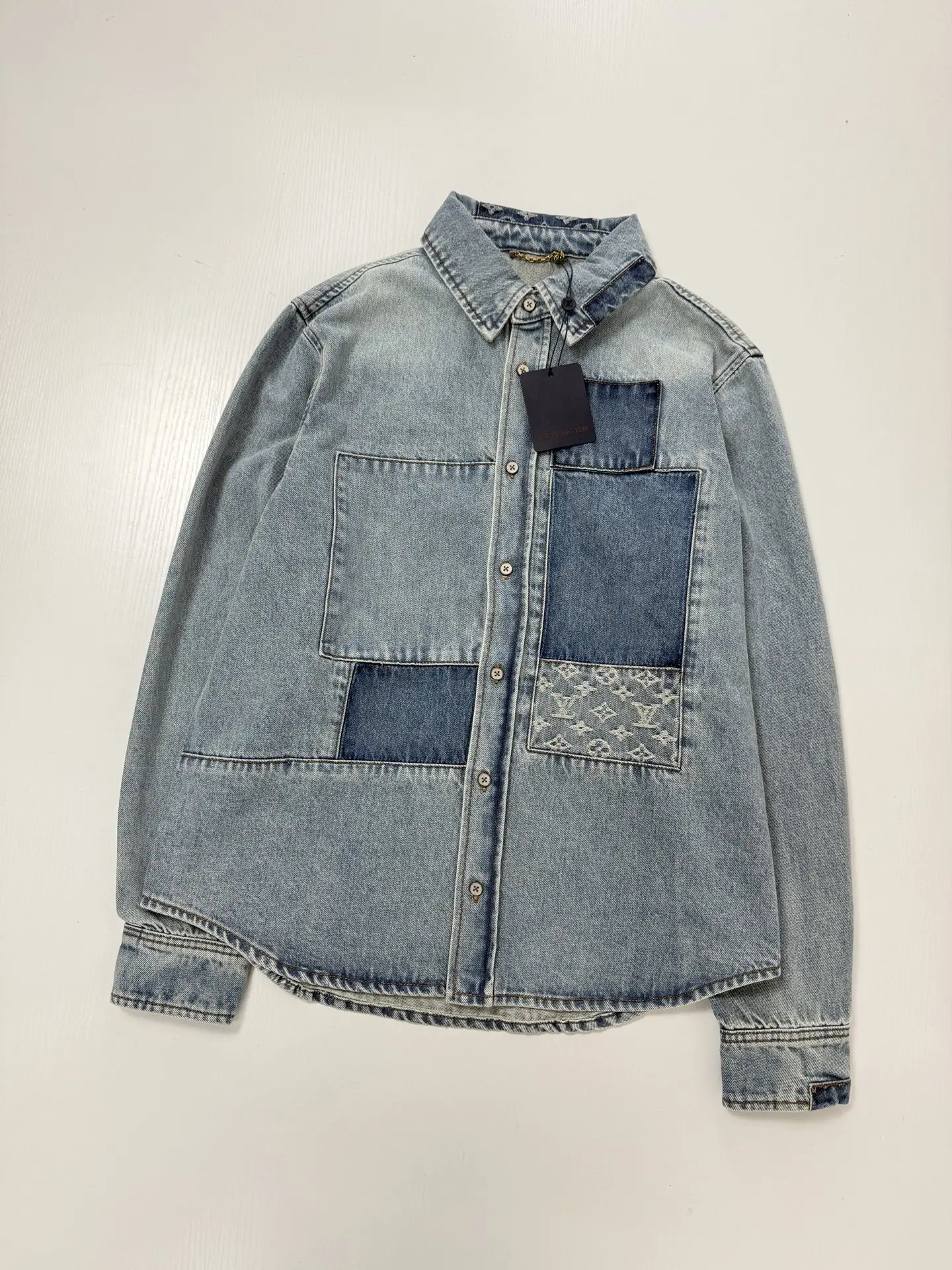 Monogram Patchwork Distressed Denim Shirt D34022026 — view 3
