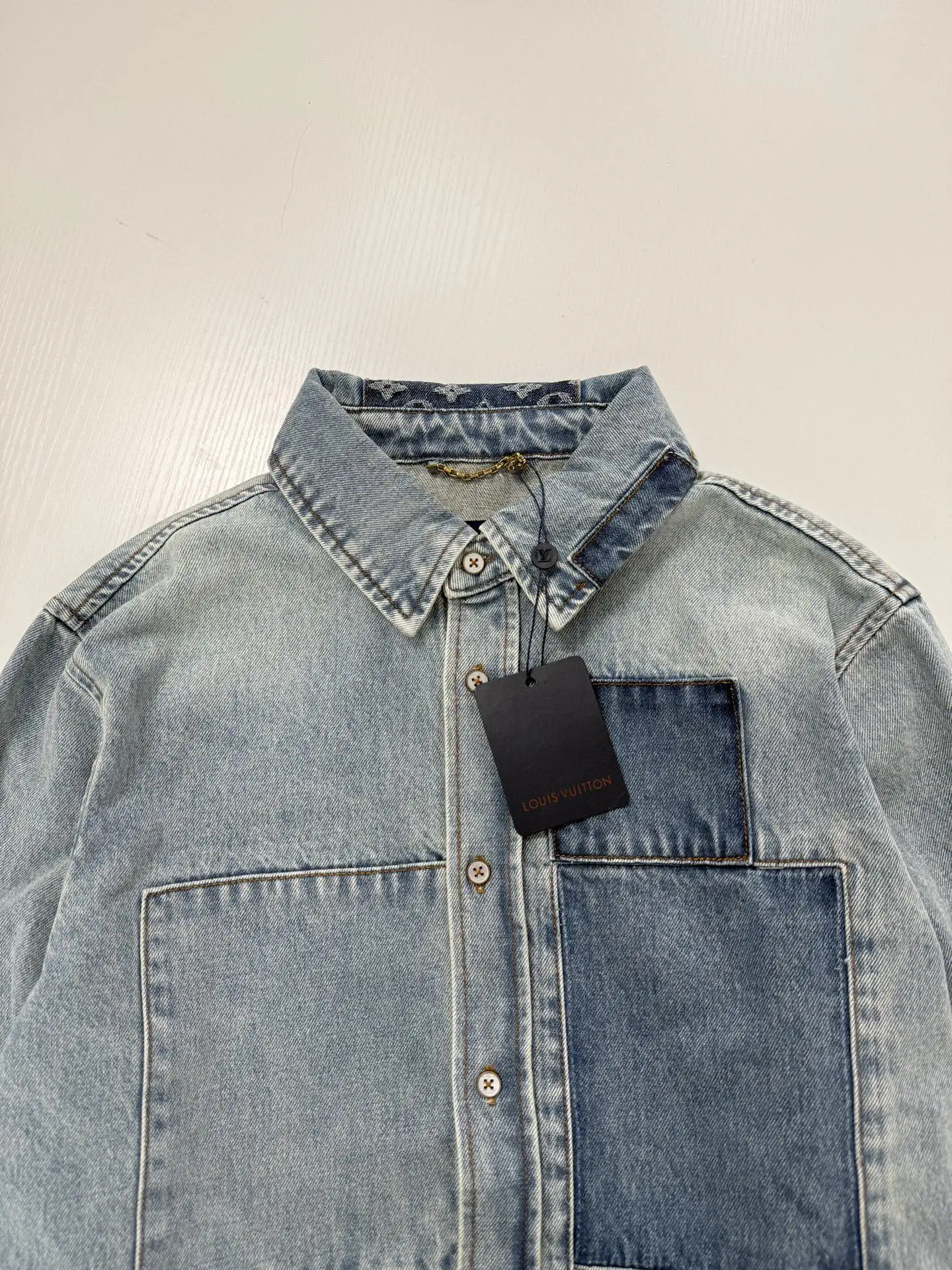 Monogram Patchwork Distressed Denim Shirt D34022026 — view 4