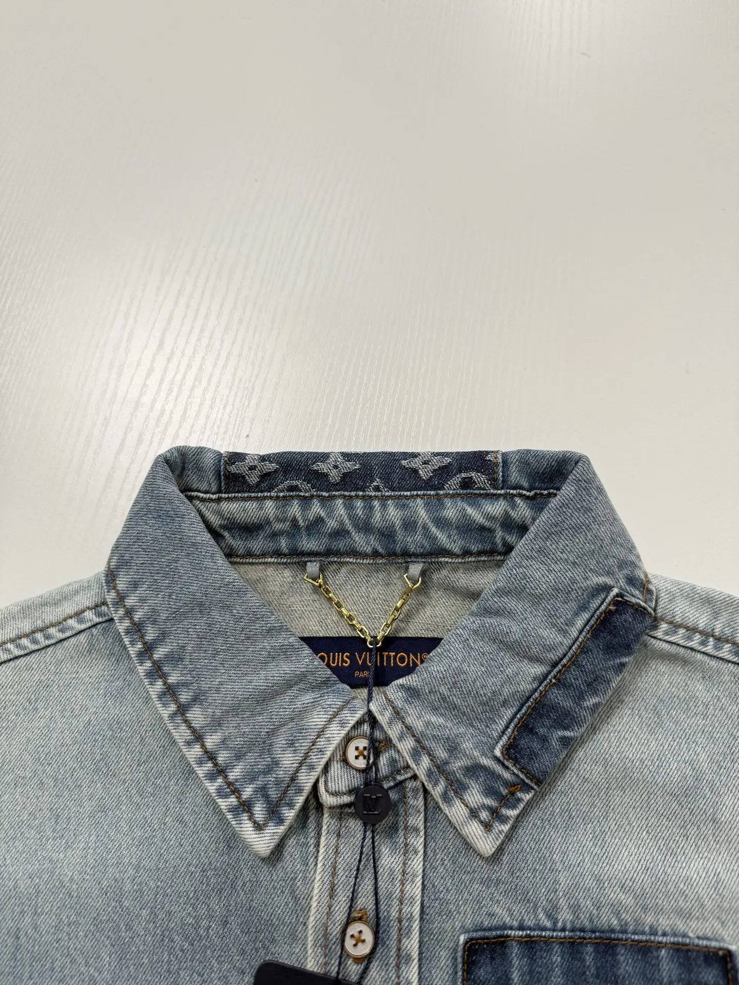 Monogram Patchwork Distressed Denim Shirt D34022026 — view 5