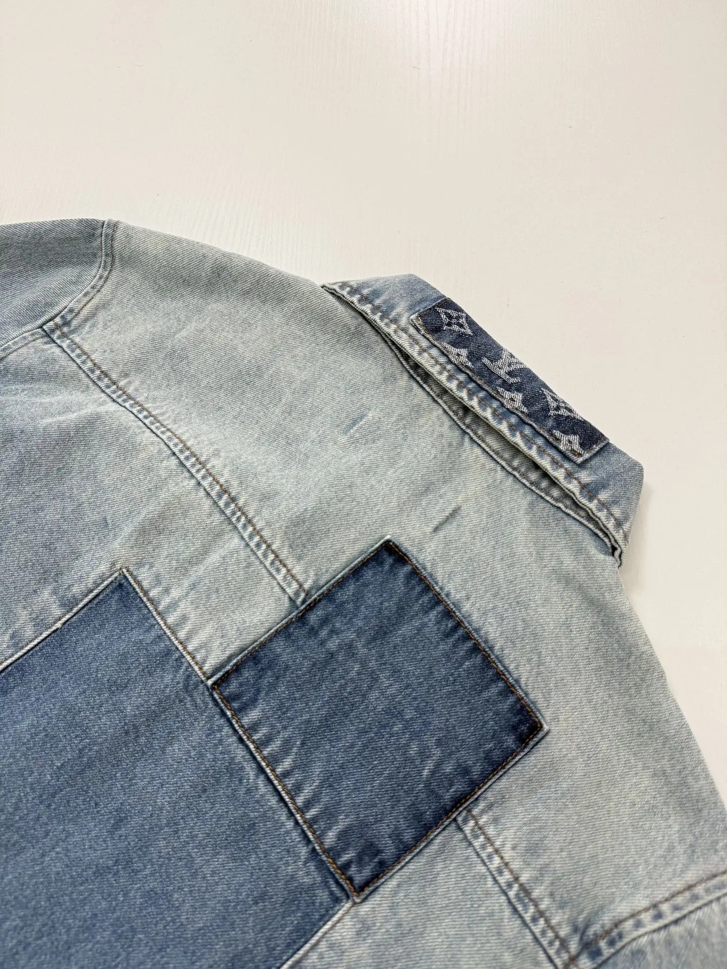 Monogram Patchwork Distressed Denim Shirt D34022026 — view 8