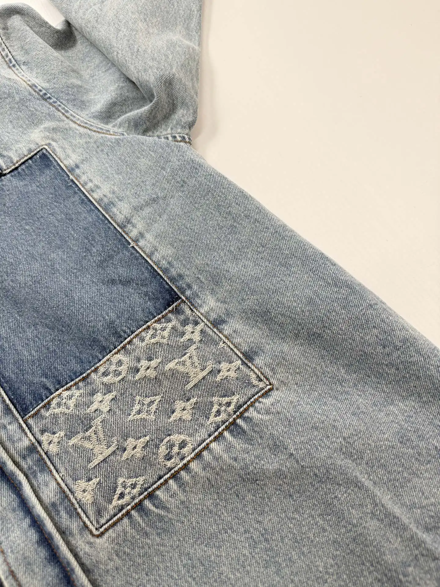 Monogram Patchwork Distressed Denim Shirt D34022026 — view 9
