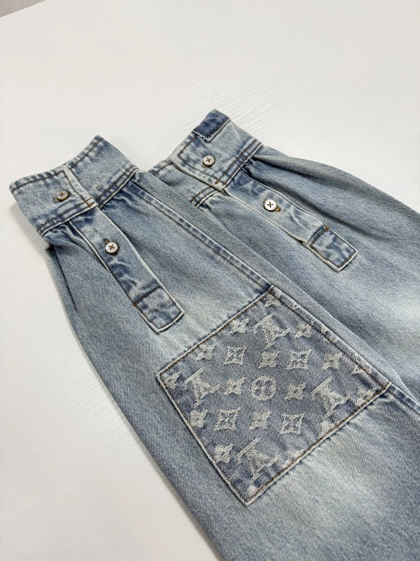 Monogram Patchwork Distressed Denim Shirt D34022026 — view 13