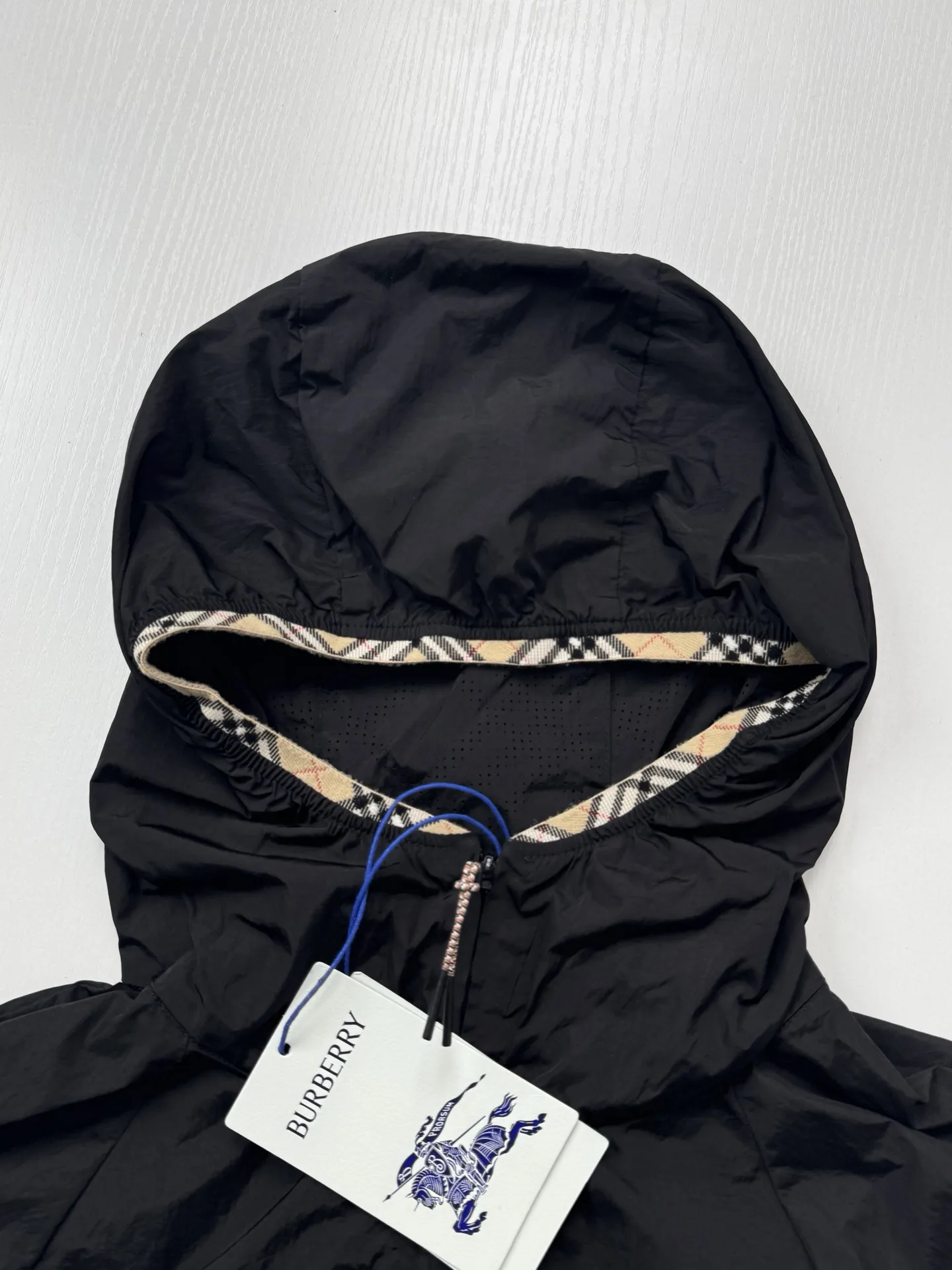 Logo Print Check-Trim Hooded Jacket D34018712 — view 6
