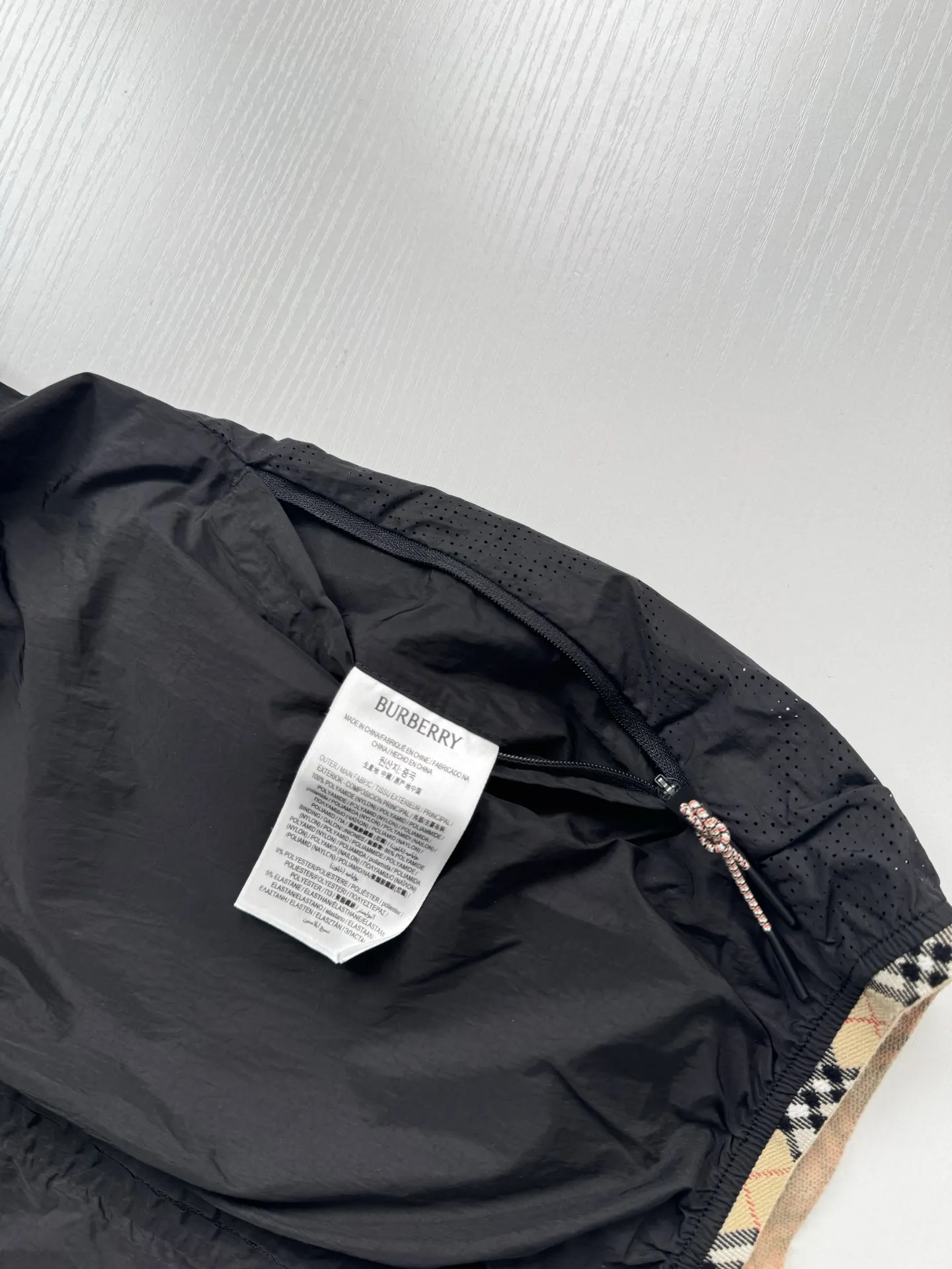 Logo Print Check-Trim Hooded Jacket D34018712 — view 12