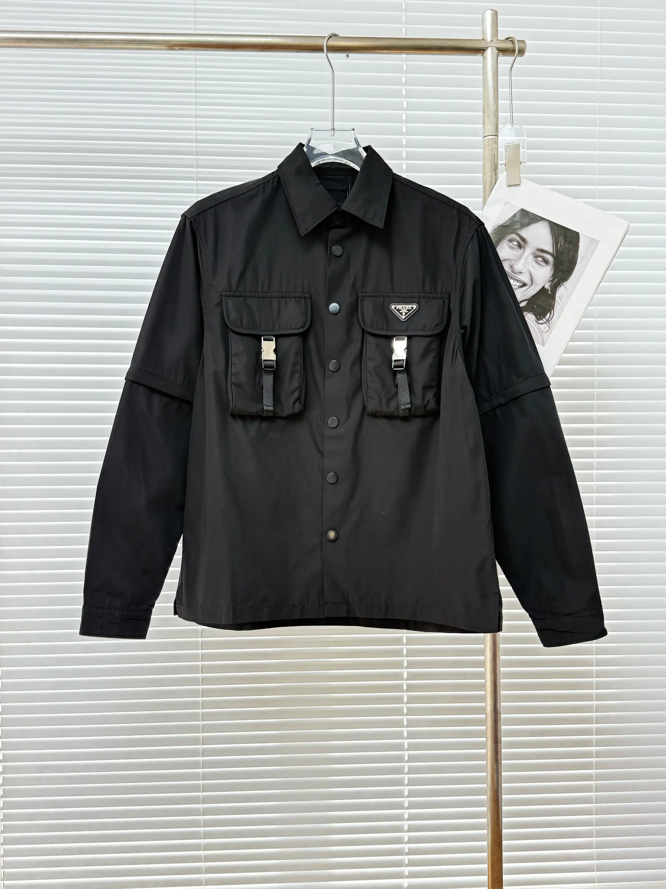 Re-Nylon and Denim Overshirt Jacket D34014856