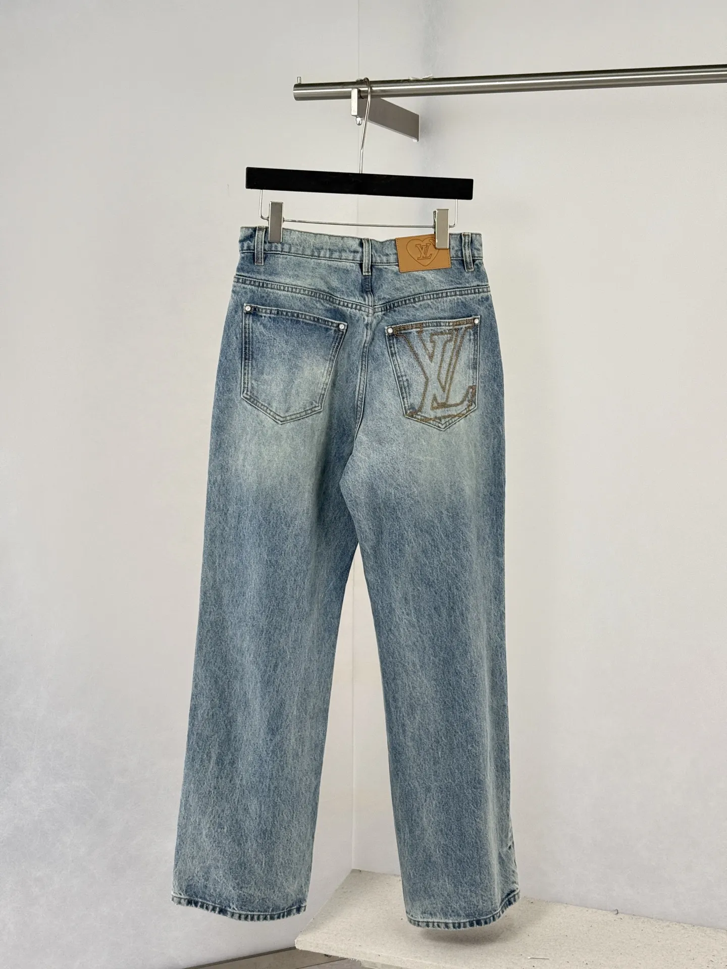 Embellished Straight-Leg Jeans with Logo Embroidery D34522025 — view 2