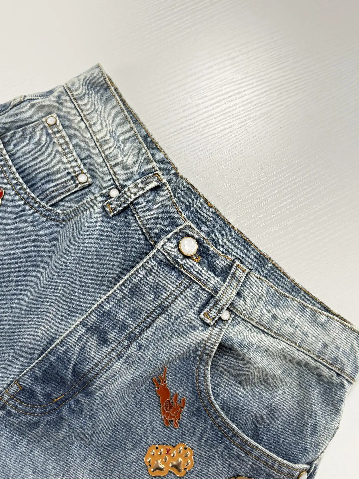 Embellished Straight-Leg Jeans with Logo Embroidery D34522025 — view 4