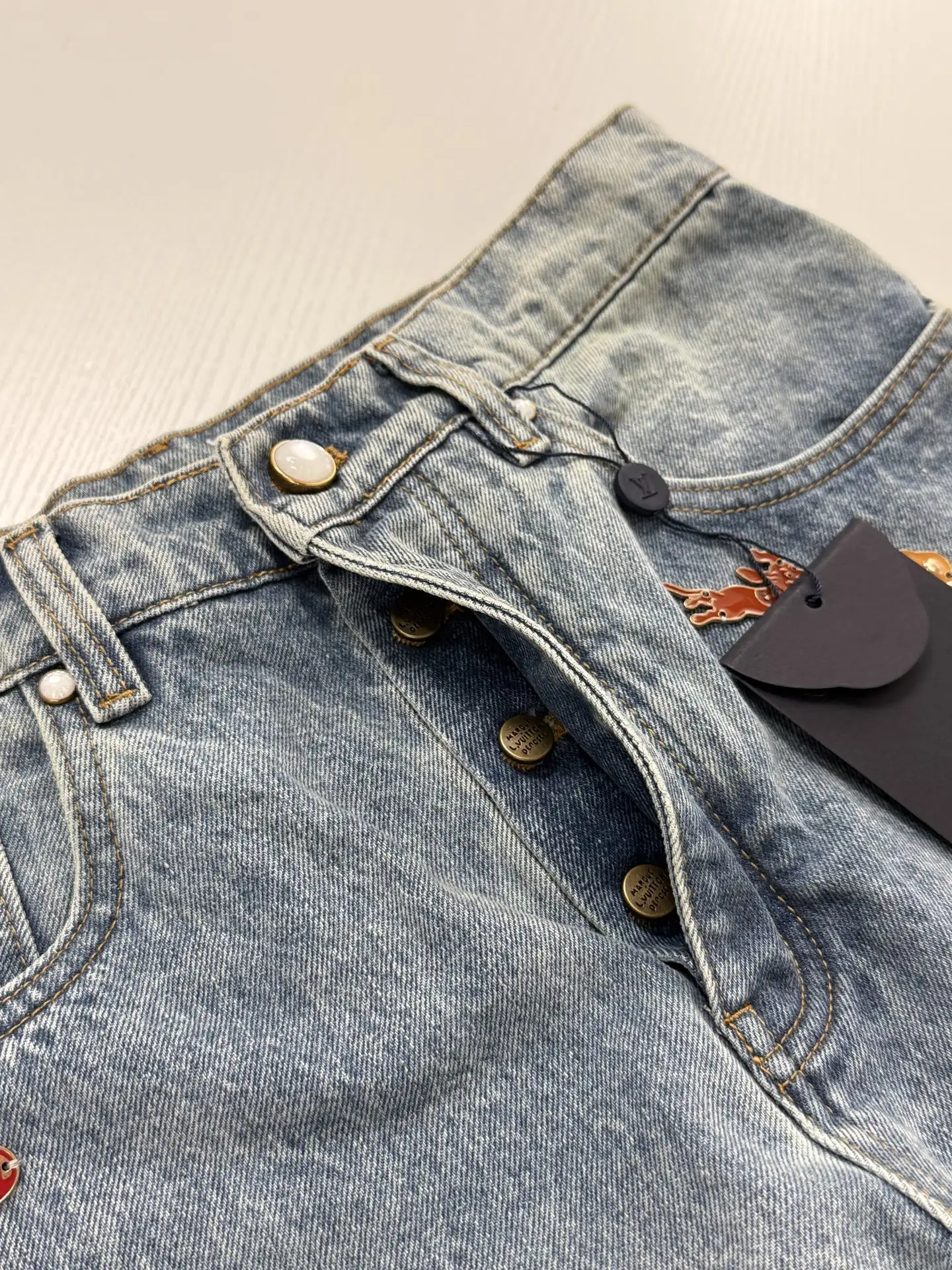 Embellished Straight-Leg Jeans with Logo Embroidery D34522025 — view 5