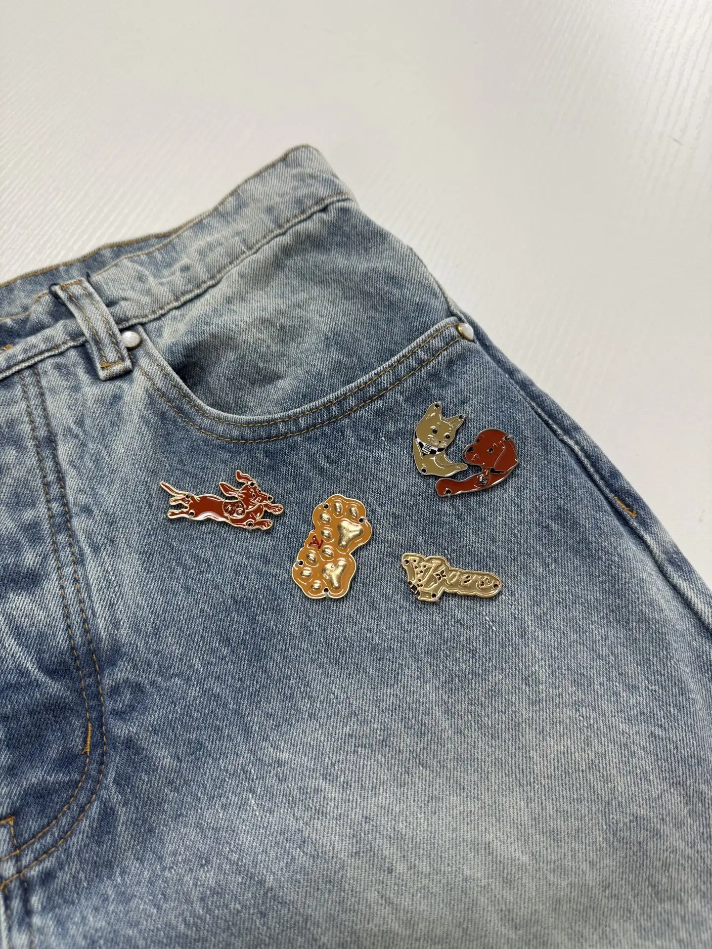 Embellished Straight-Leg Jeans with Logo Embroidery D34522025 — view 10