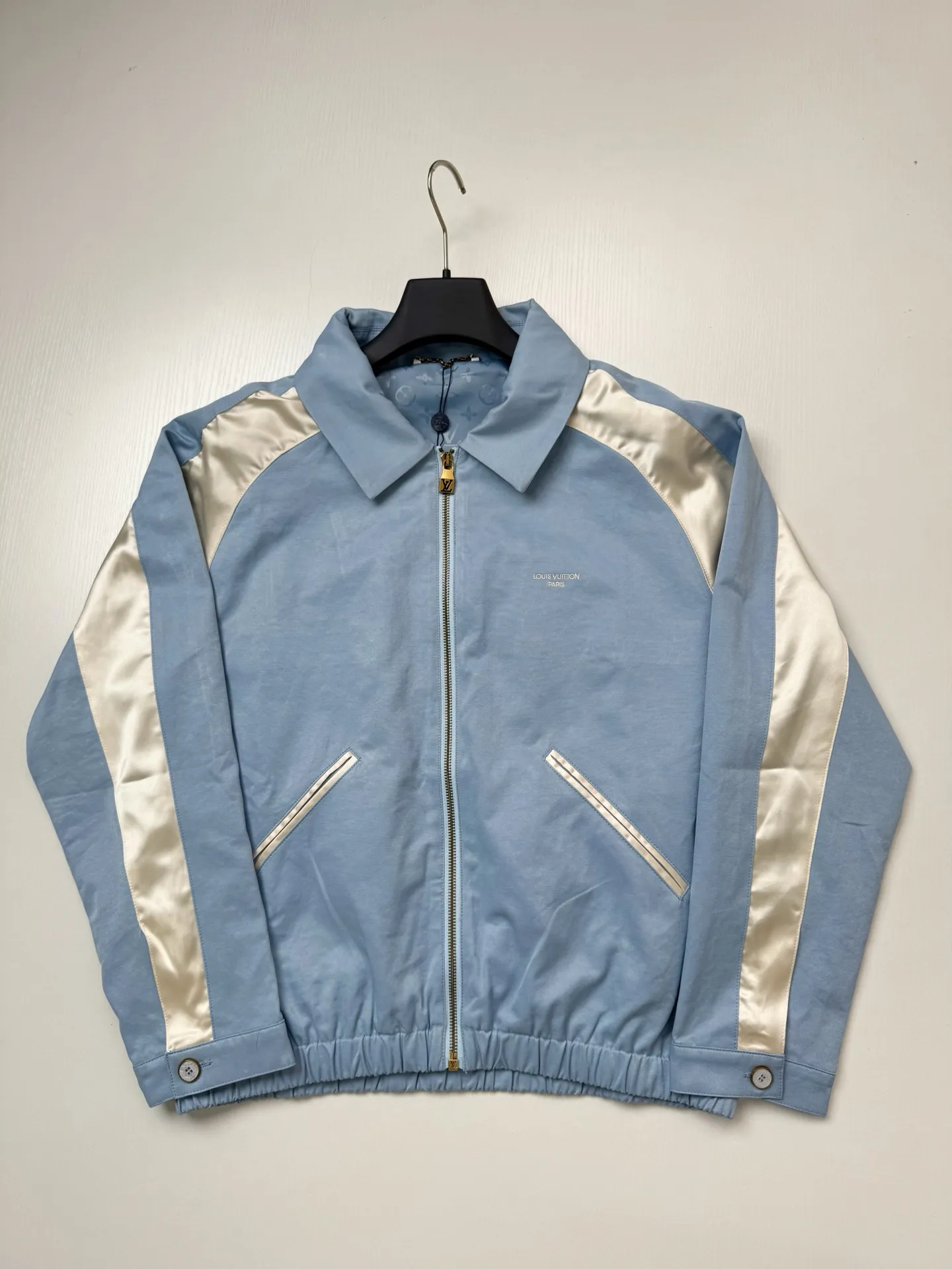 Malletier Embroidered Color-Block Harrington Jacket D34518673 — view 4
