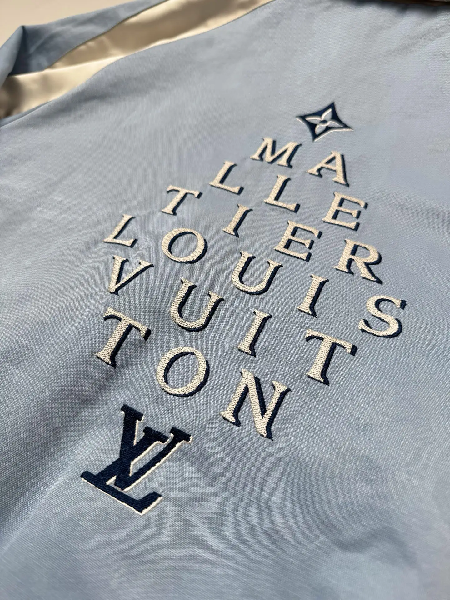 Malletier Embroidered Color-Block Harrington Jacket D34518673 — view 12