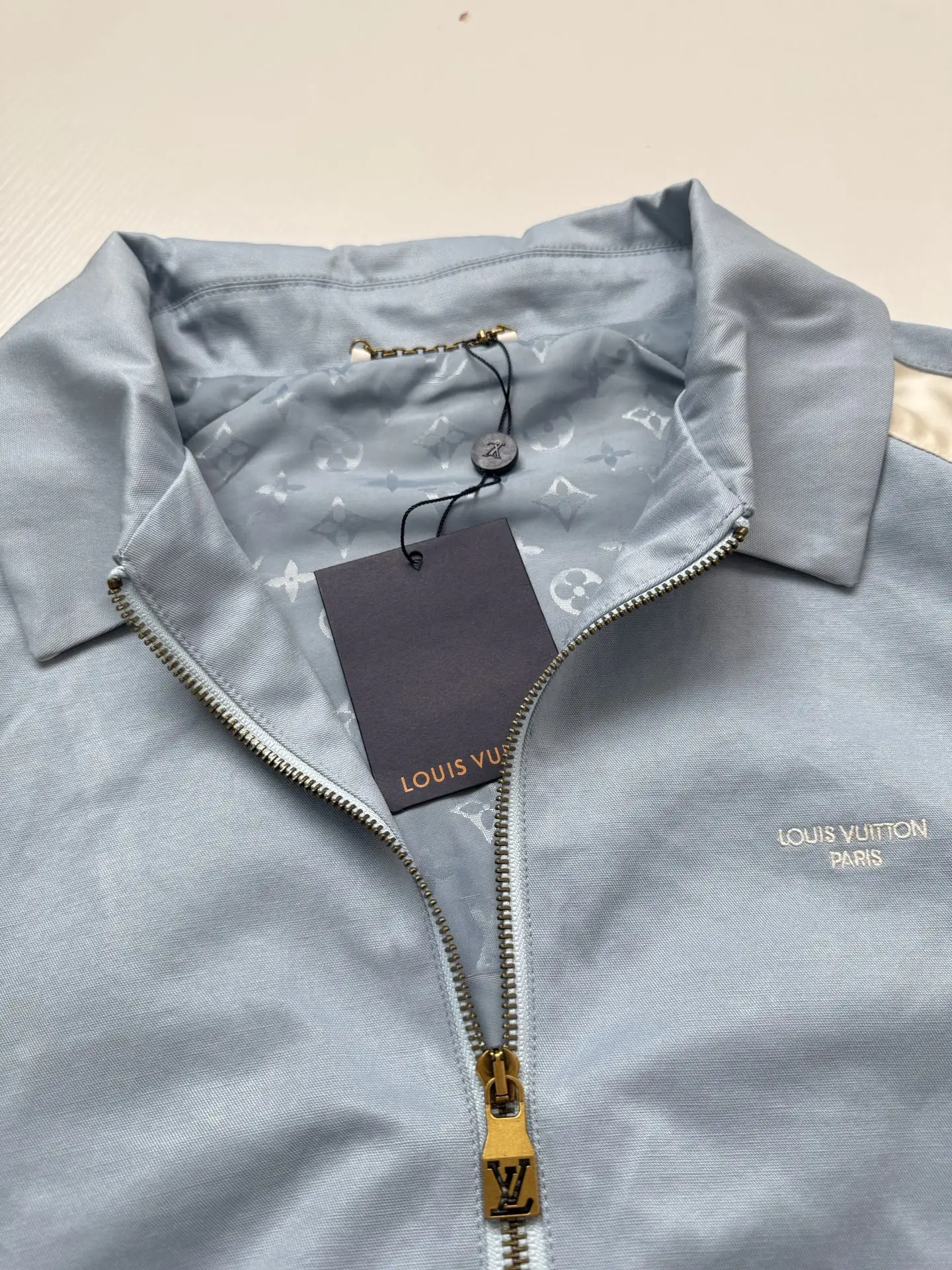 Malletier Embroidered Color-Block Harrington Jacket D34518673 — view 16