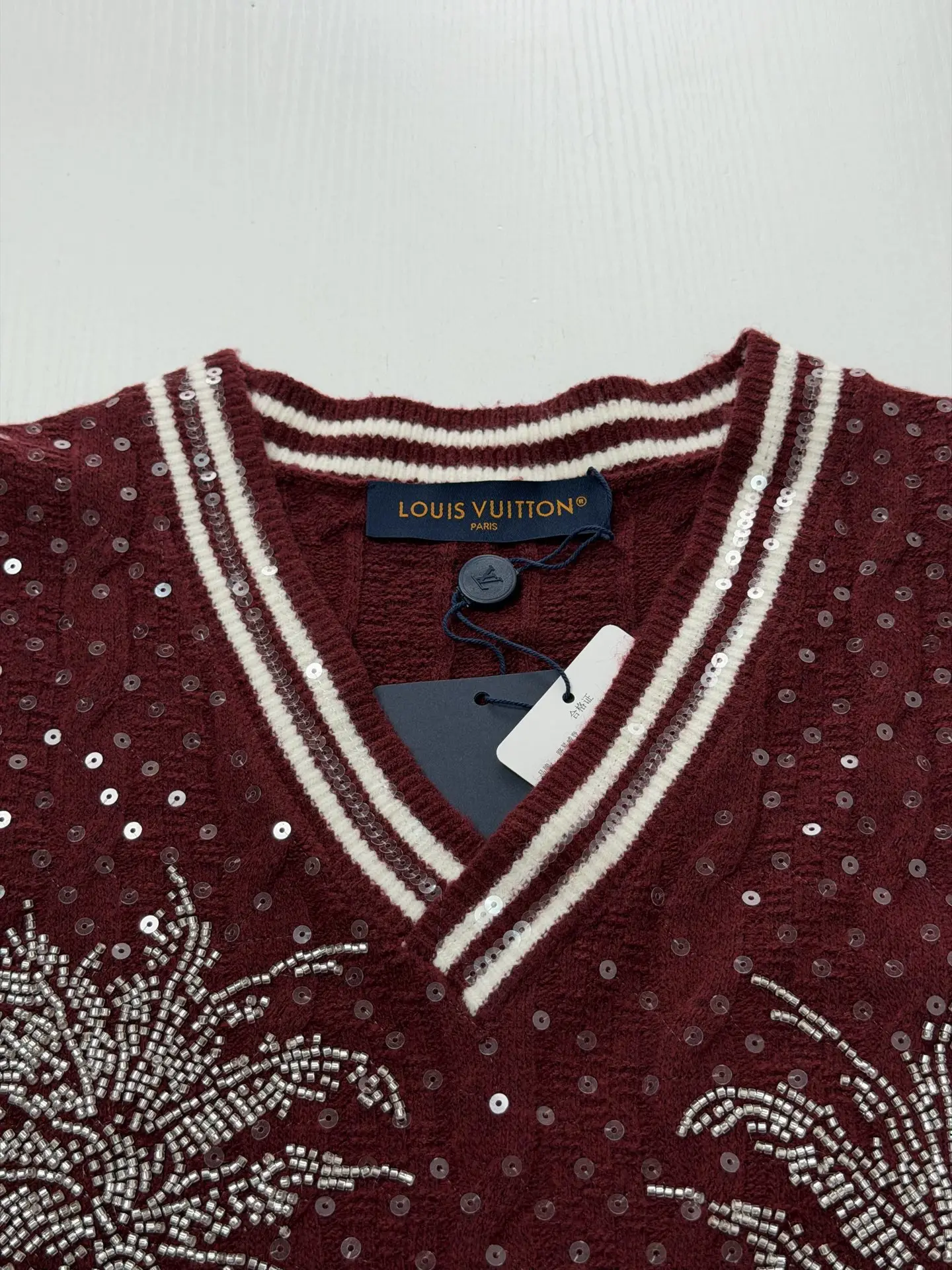 Palm Tree Beaded Cable-Knit Vest D34521965 — view 4