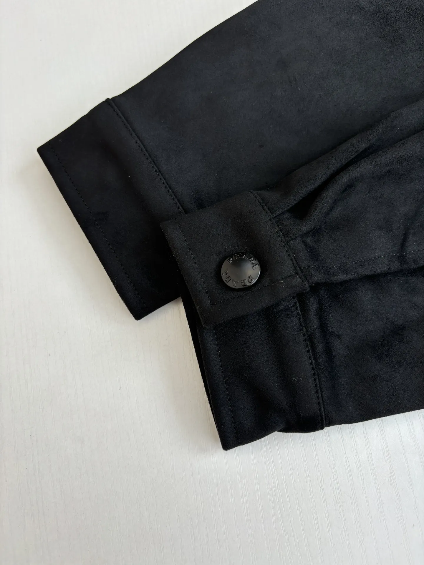 Faux Suede Shirt Jacket with Enamel Triangle Logo D34518616 — view 8