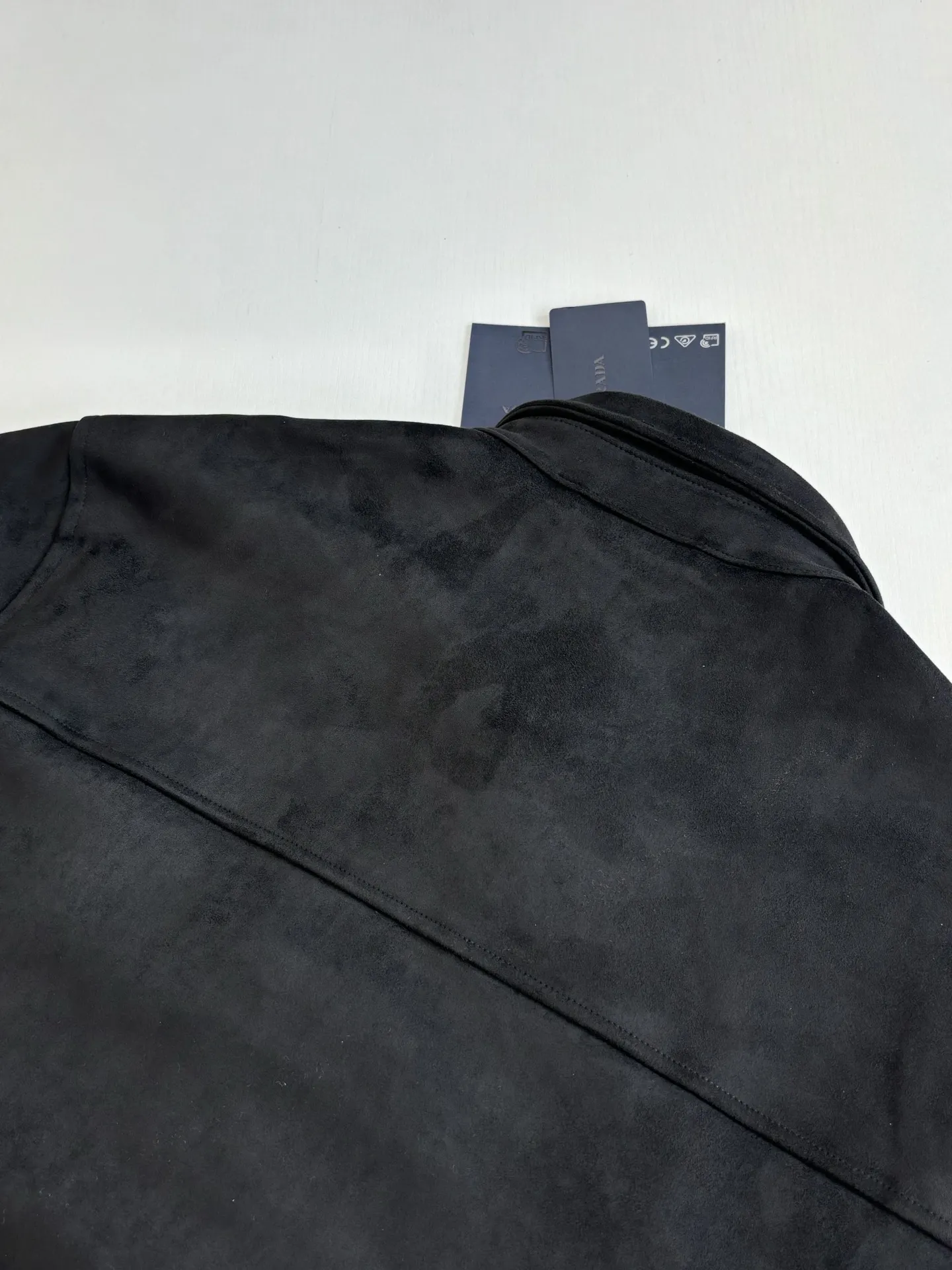 Faux Suede Shirt Jacket with Enamel Triangle Logo D34518616 — view 9