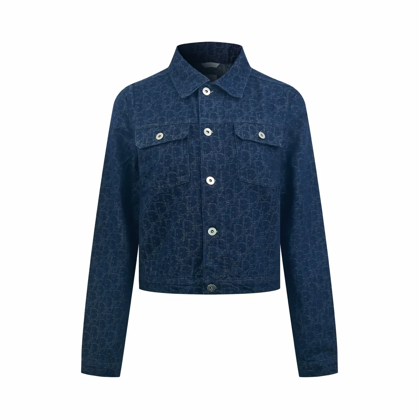 Oblique Jacquard Cropped Denim Jacket D34519163