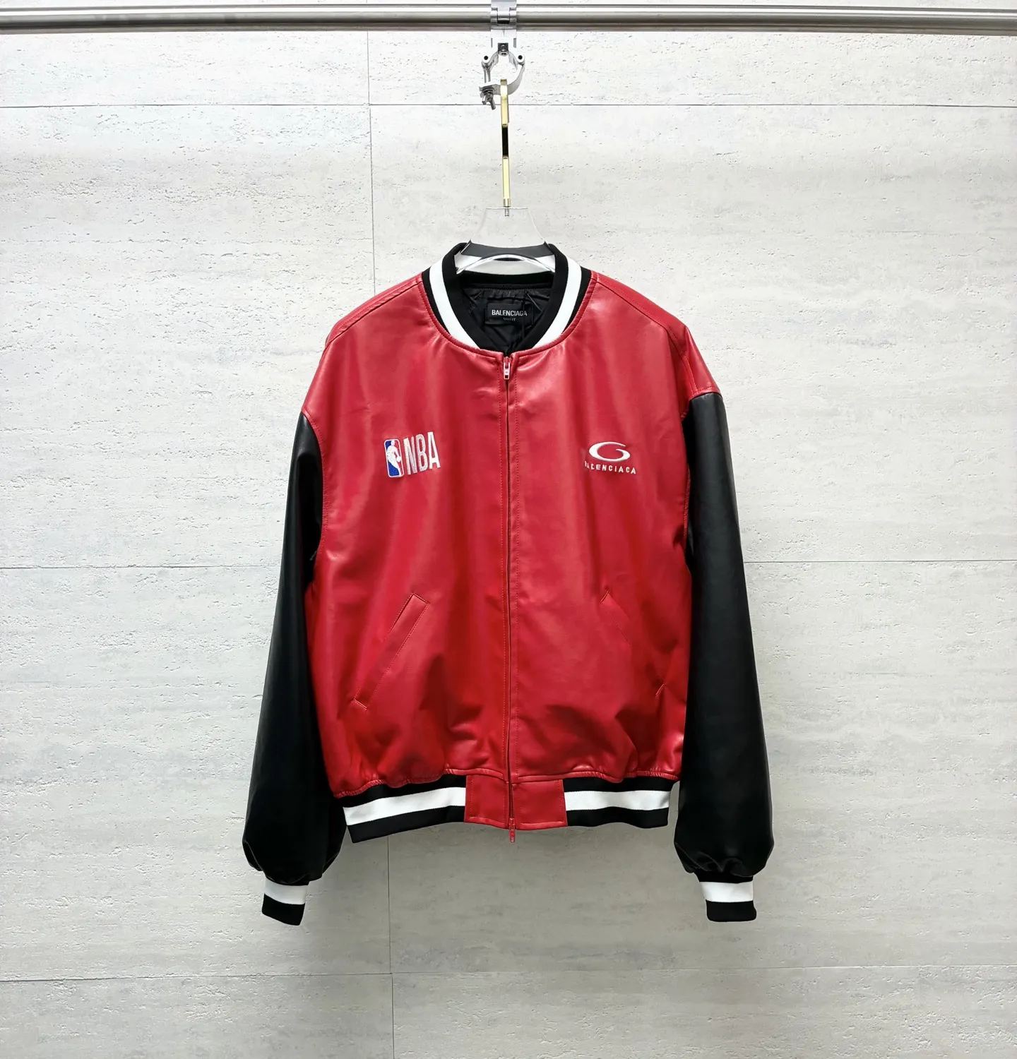 NBA Logo Leather Bomber Jacket D35019106
