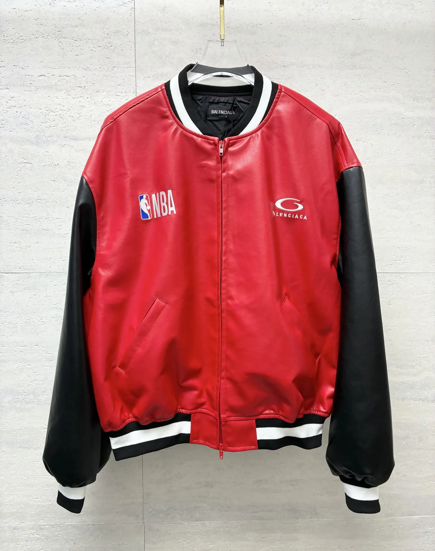 NBA Logo Leather Bomber Jacket D35019106 — view 2