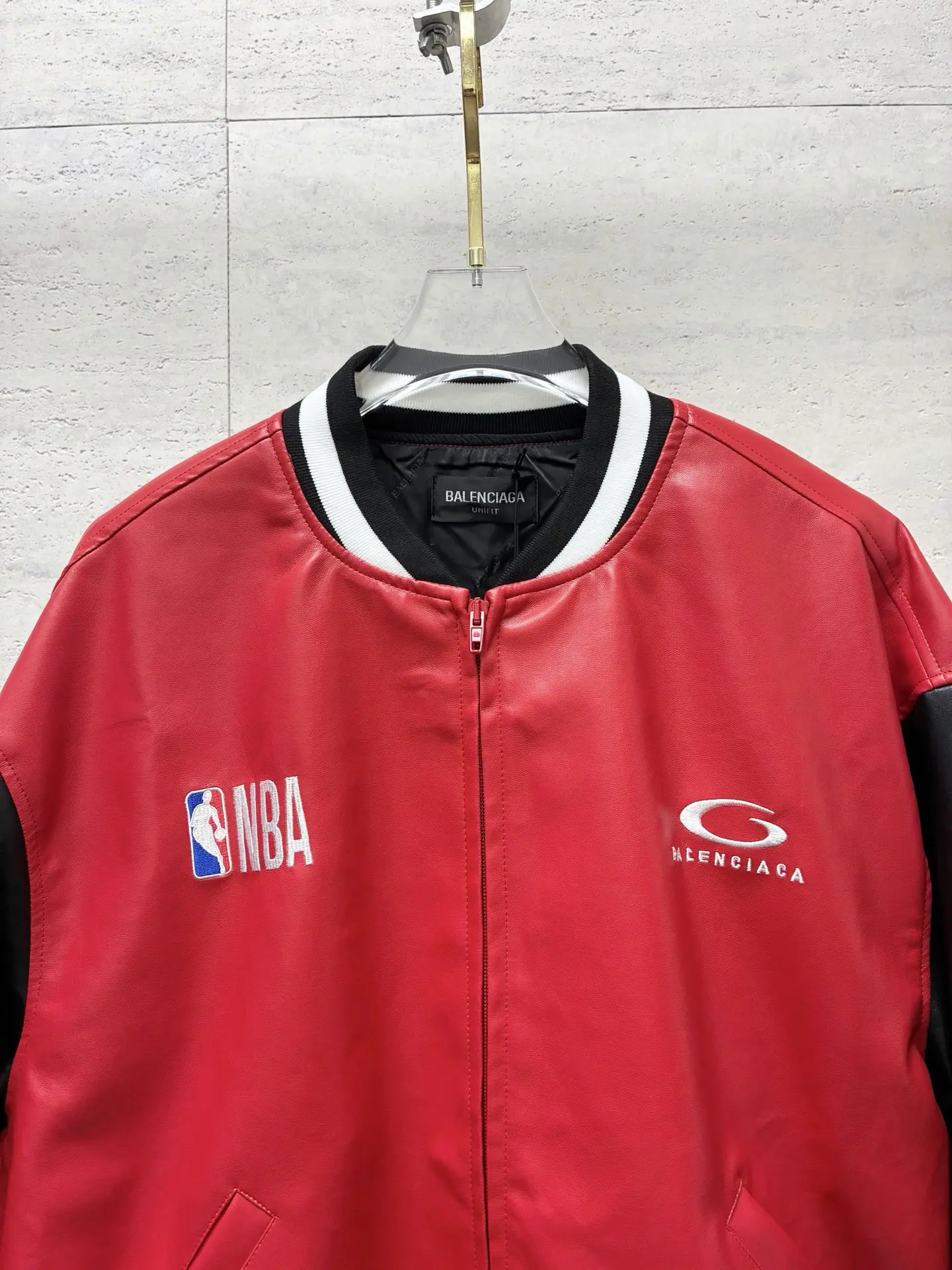 NBA Logo Leather Bomber Jacket D35019106 — view 7