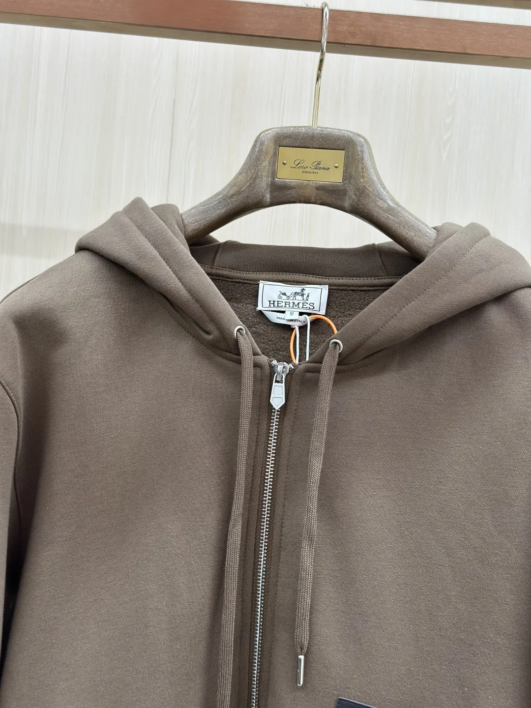 Leather-Trimmed Embroidered Zip-Up Hoodie D35020572 — view 4