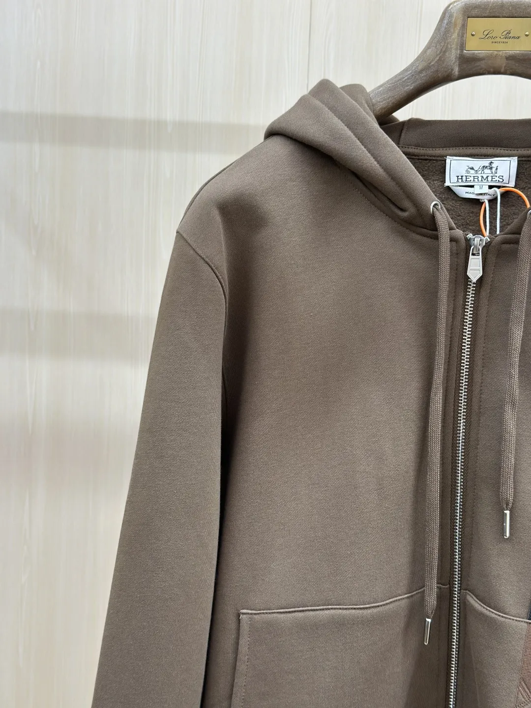 Leather-Trimmed Embroidered Zip-Up Hoodie D35020572 — view 5