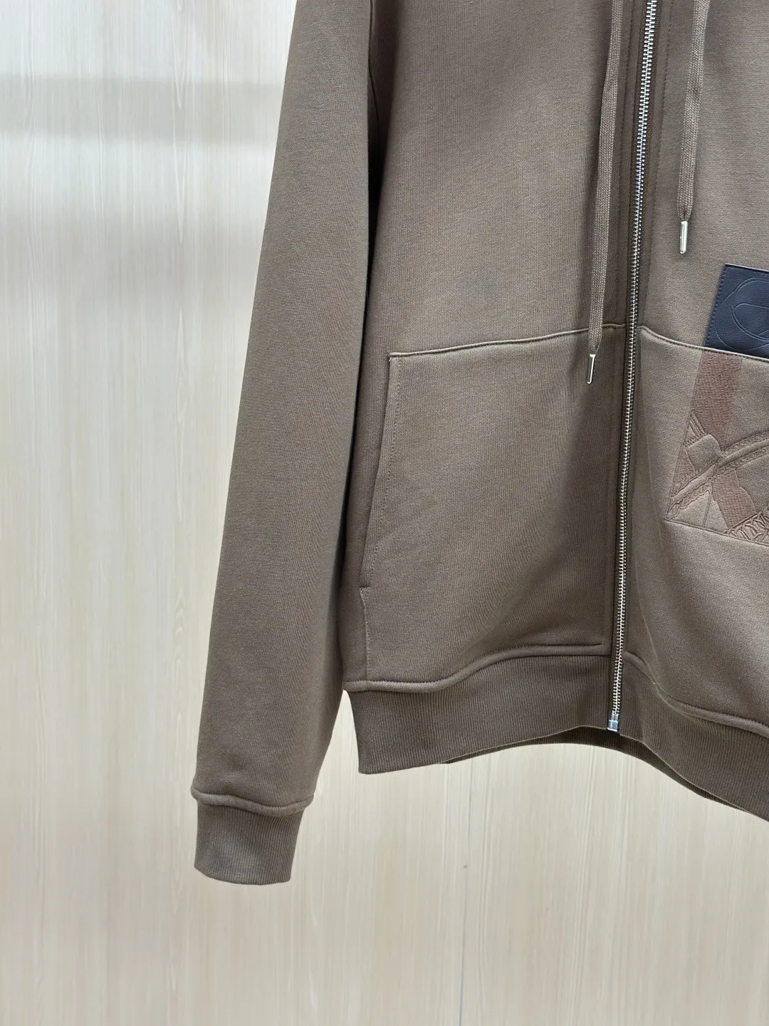 Leather-Trimmed Embroidered Zip-Up Hoodie D35020572 — view 7
