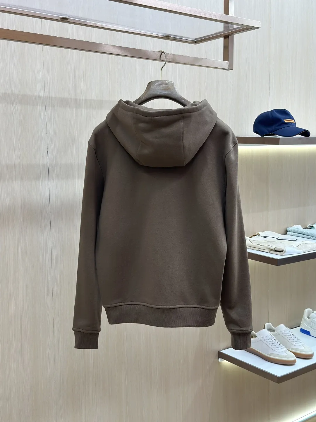 Leather-Trimmed Embroidered Zip-Up Hoodie D35020572 — view 9