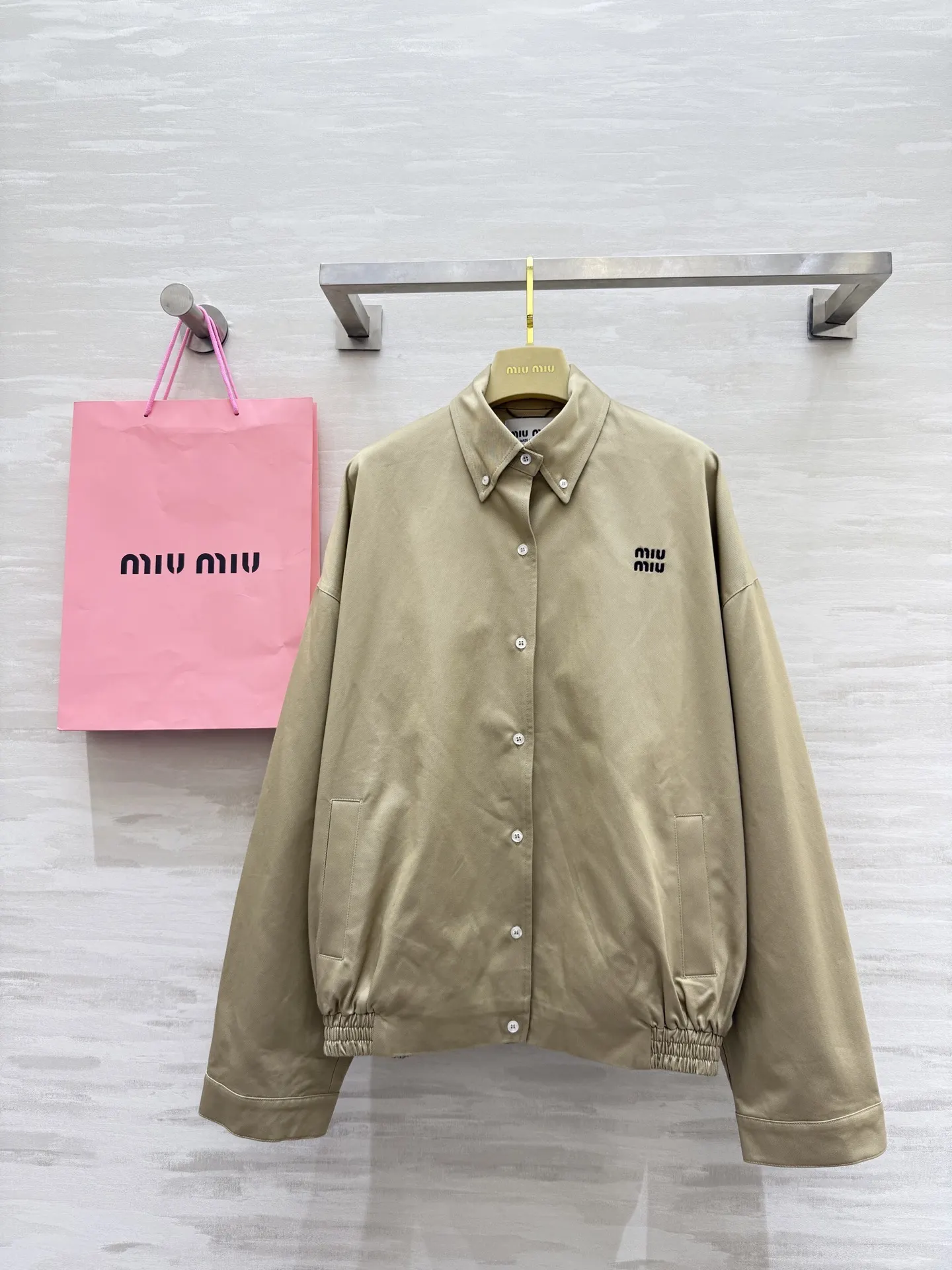 Embroidered Logo Button-Up Bomber Jacket D35015160