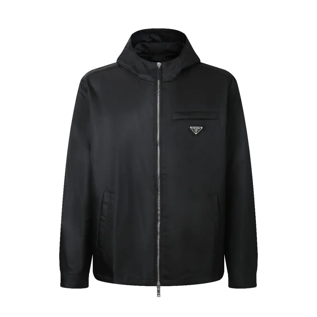 Re-Nylon Hooded Jacket with Enamel Triangle Logo D35014186