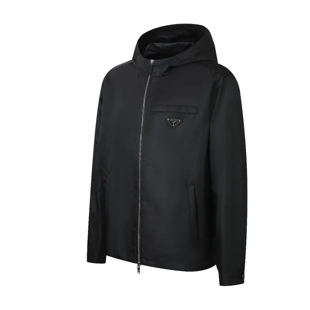 Re-Nylon Hooded Jacket with Enamel Triangle Logo D35014186 — view 3