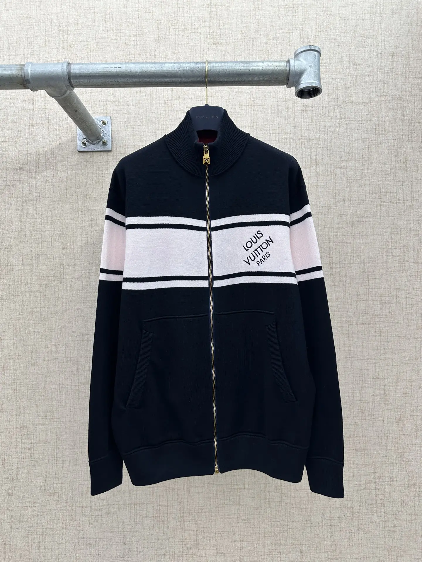 Logo-Embroidered Striped Cotton Knit Track Jacket D35022642