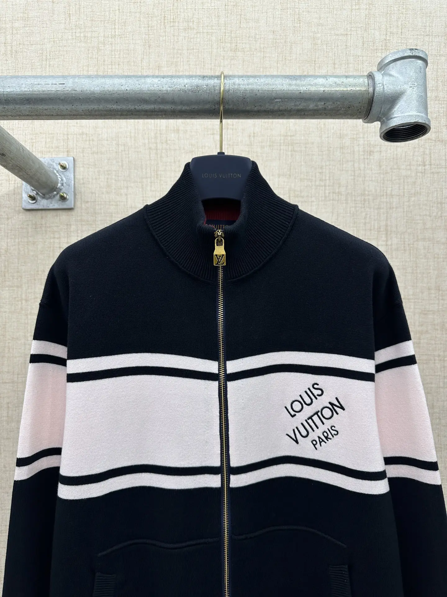 Logo-Embroidered Striped Cotton Knit Track Jacket D35022642 — view 3
