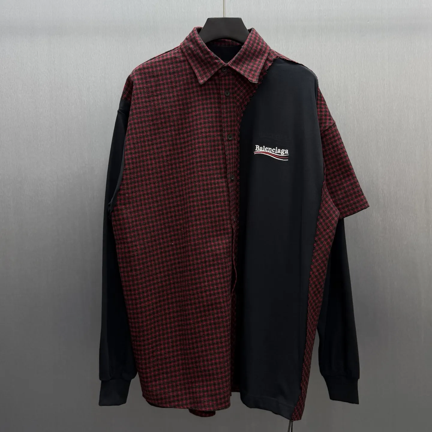 Hybrid Checked Flannel and Jersey T-Shirt D35014573