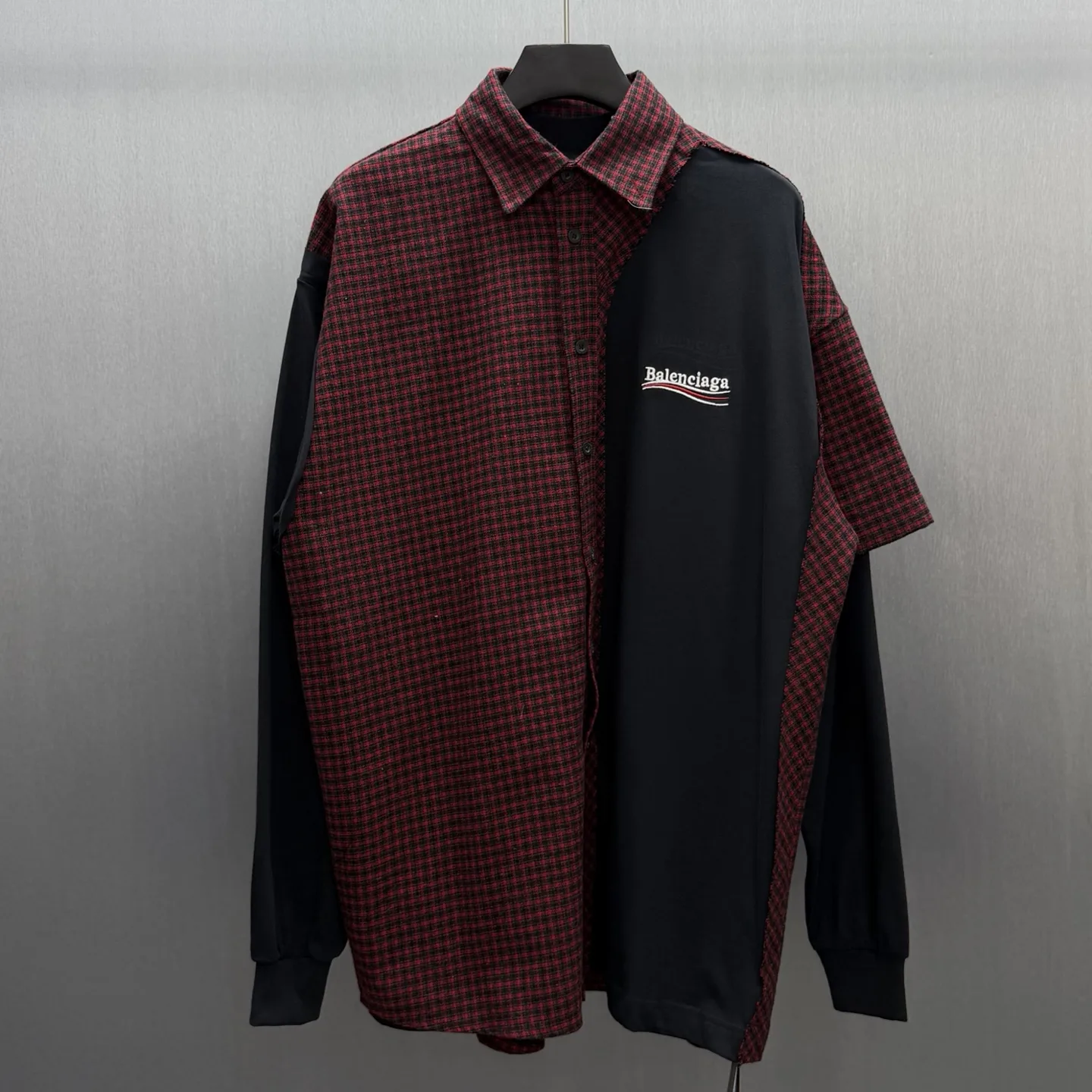 Hybrid Checked Flannel and Jersey T-Shirt D35014573