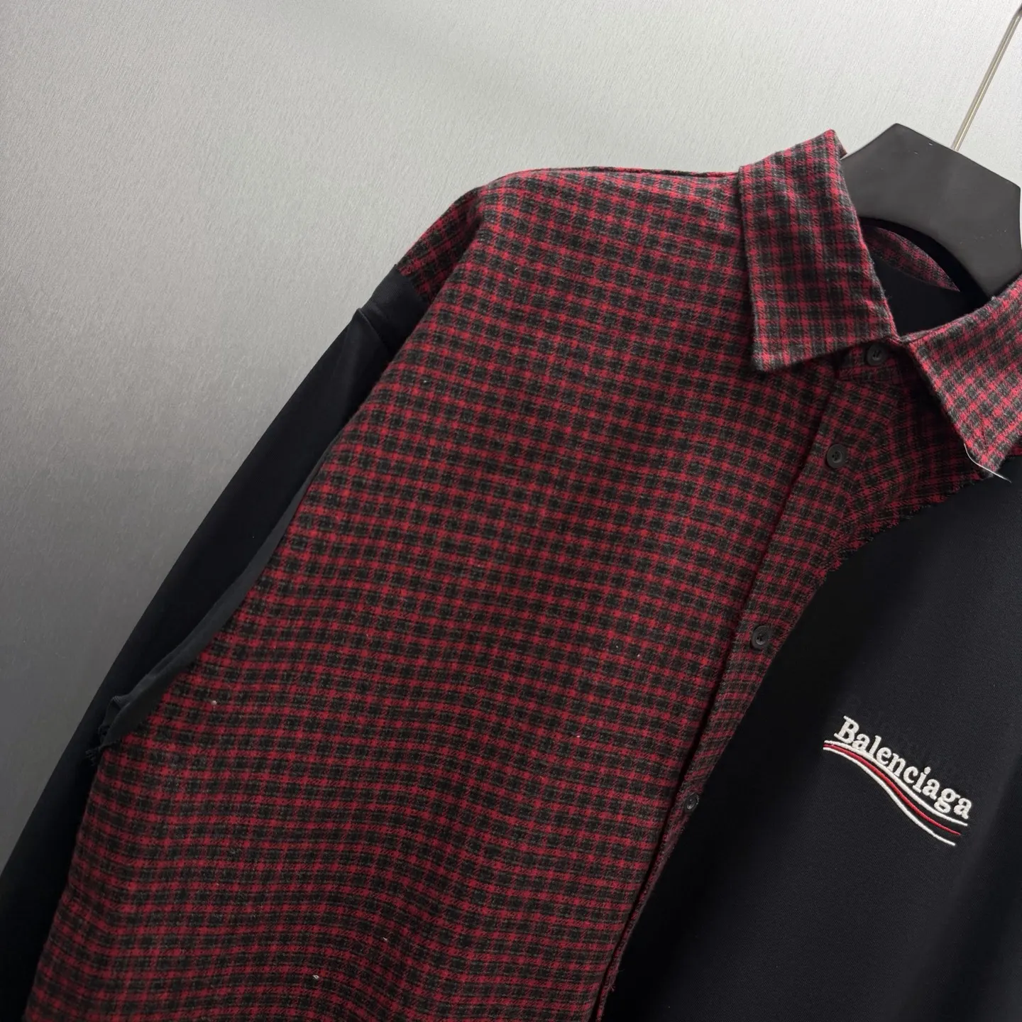 Hybrid Checked Flannel and Jersey T-Shirt D35014573 — view 2