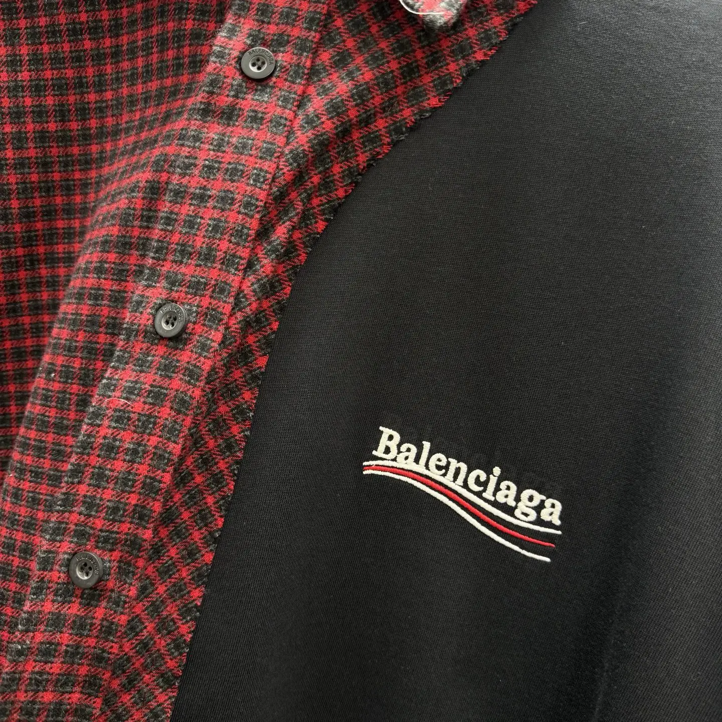 Hybrid Checked Flannel and Jersey T-Shirt D35014573 — view 6