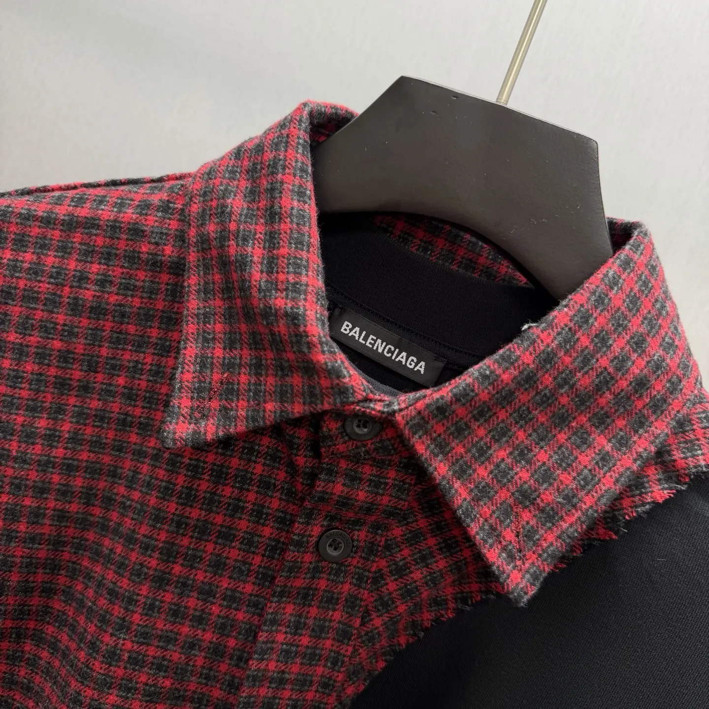 Hybrid Checked Flannel and Jersey T-Shirt D35014573 — view 7