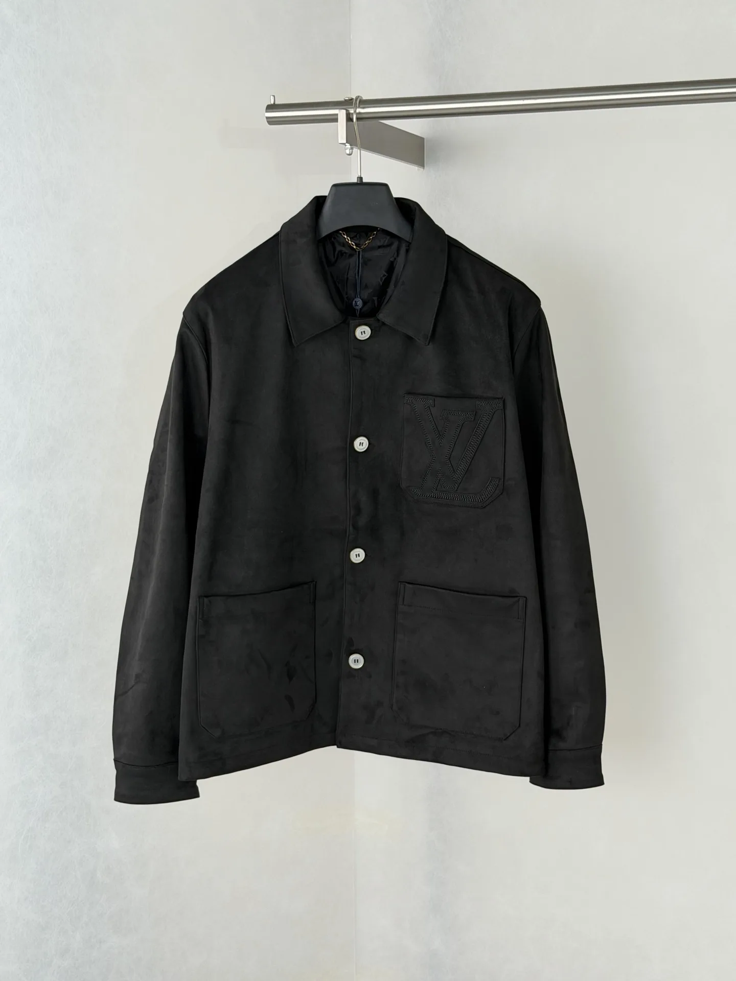 Embossed Logo Faux-Suede Overshirt Jacket D35518681