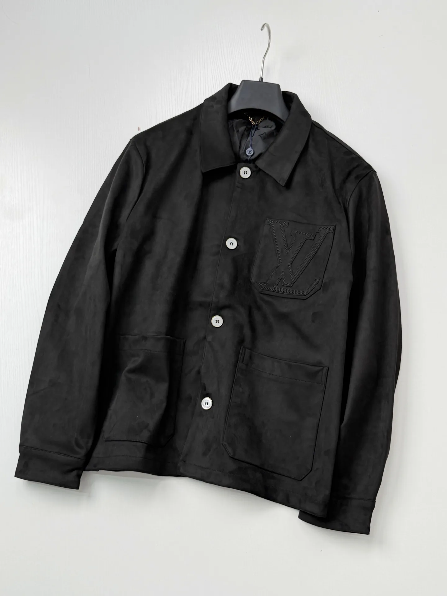 Embossed Logo Faux-Suede Overshirt Jacket D35518681 — view 3