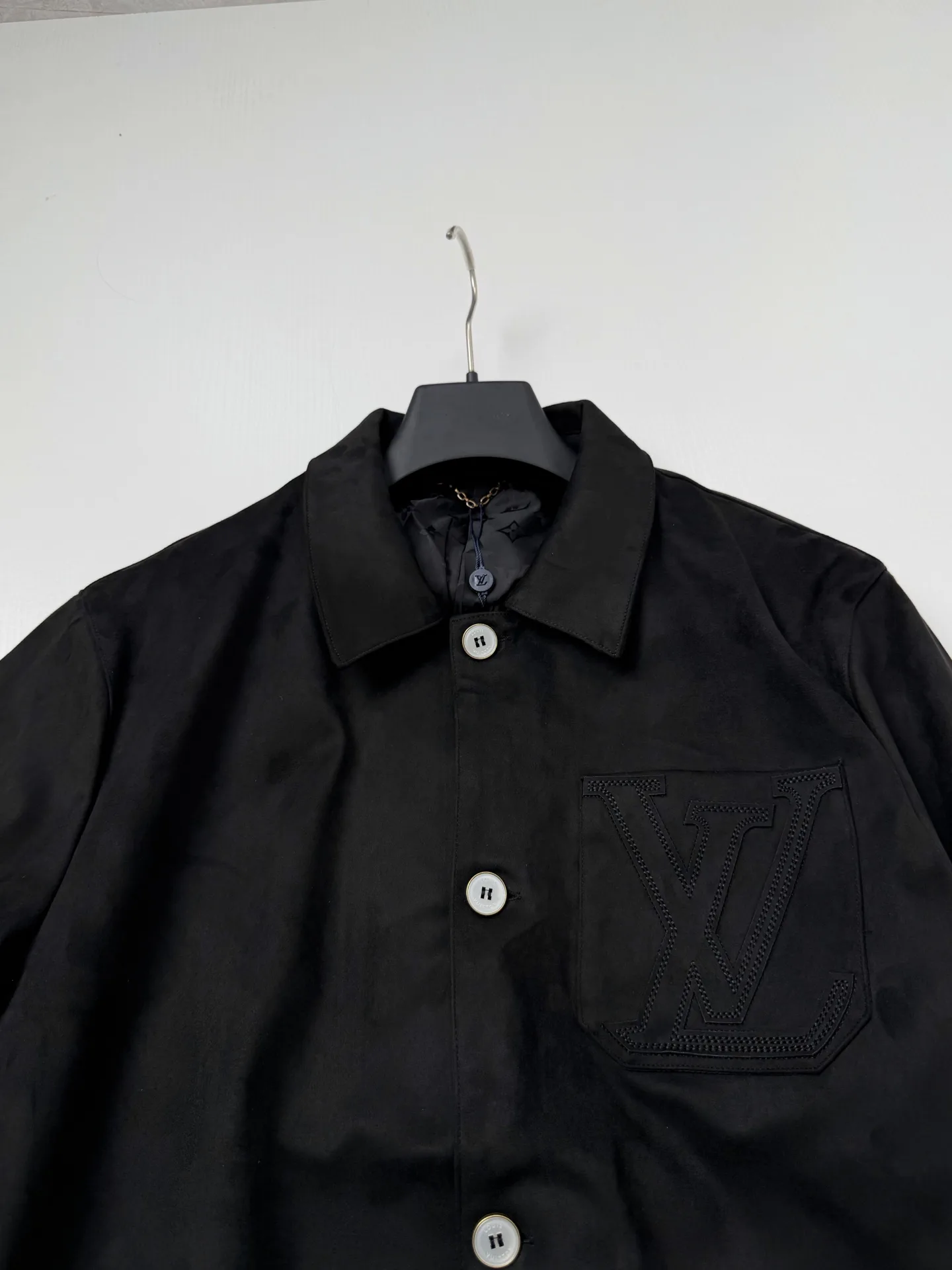 Embossed Logo Faux-Suede Overshirt Jacket D35518681 — view 4
