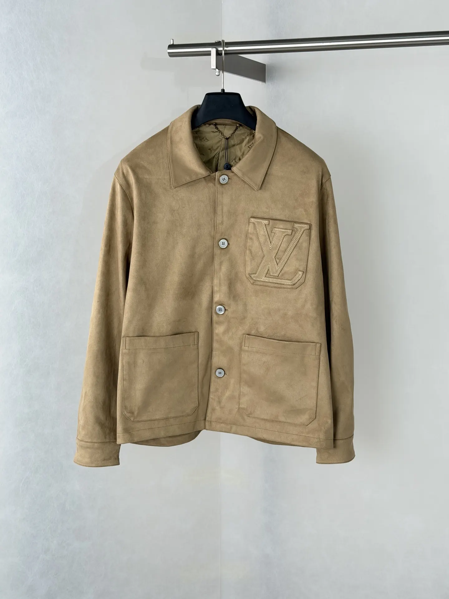 Logo-Embroidered Faux Suede Overshirt D35518680