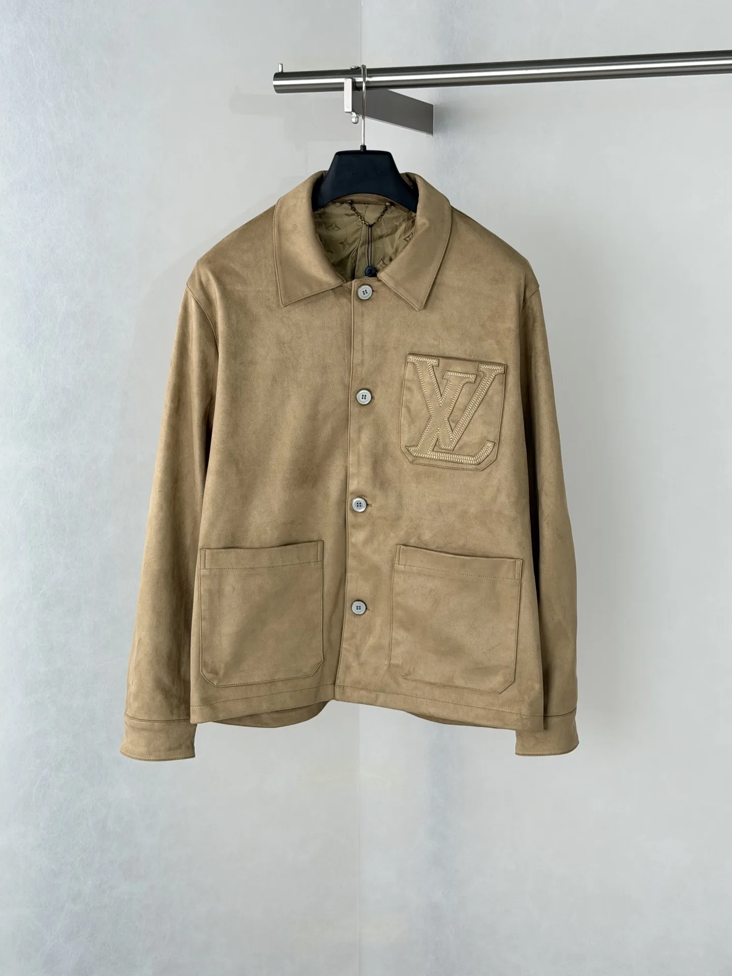Logo-Embroidered Faux Suede Overshirt D35518680