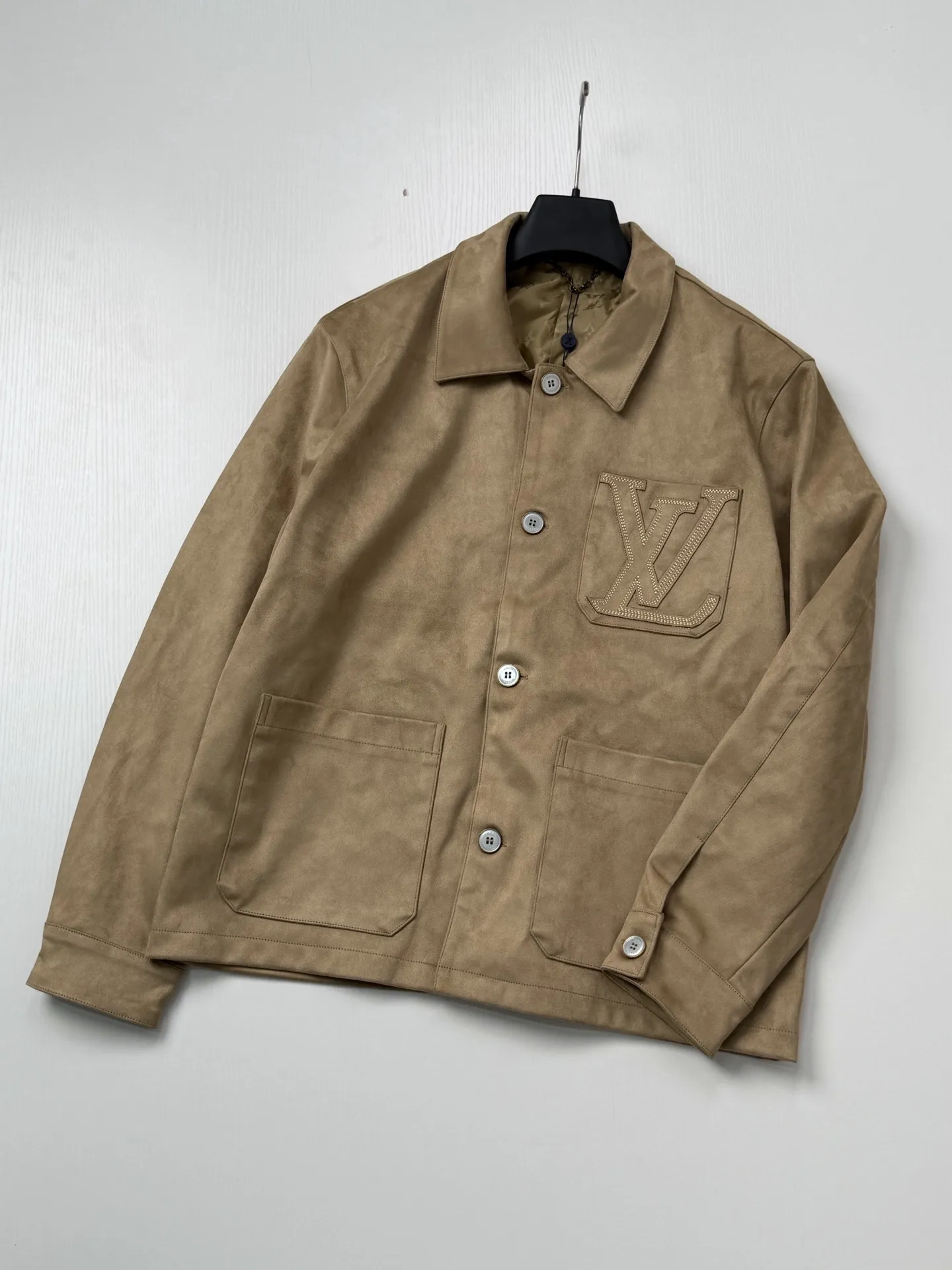 Logo-Embroidered Faux Suede Overshirt D35518680 — view 3