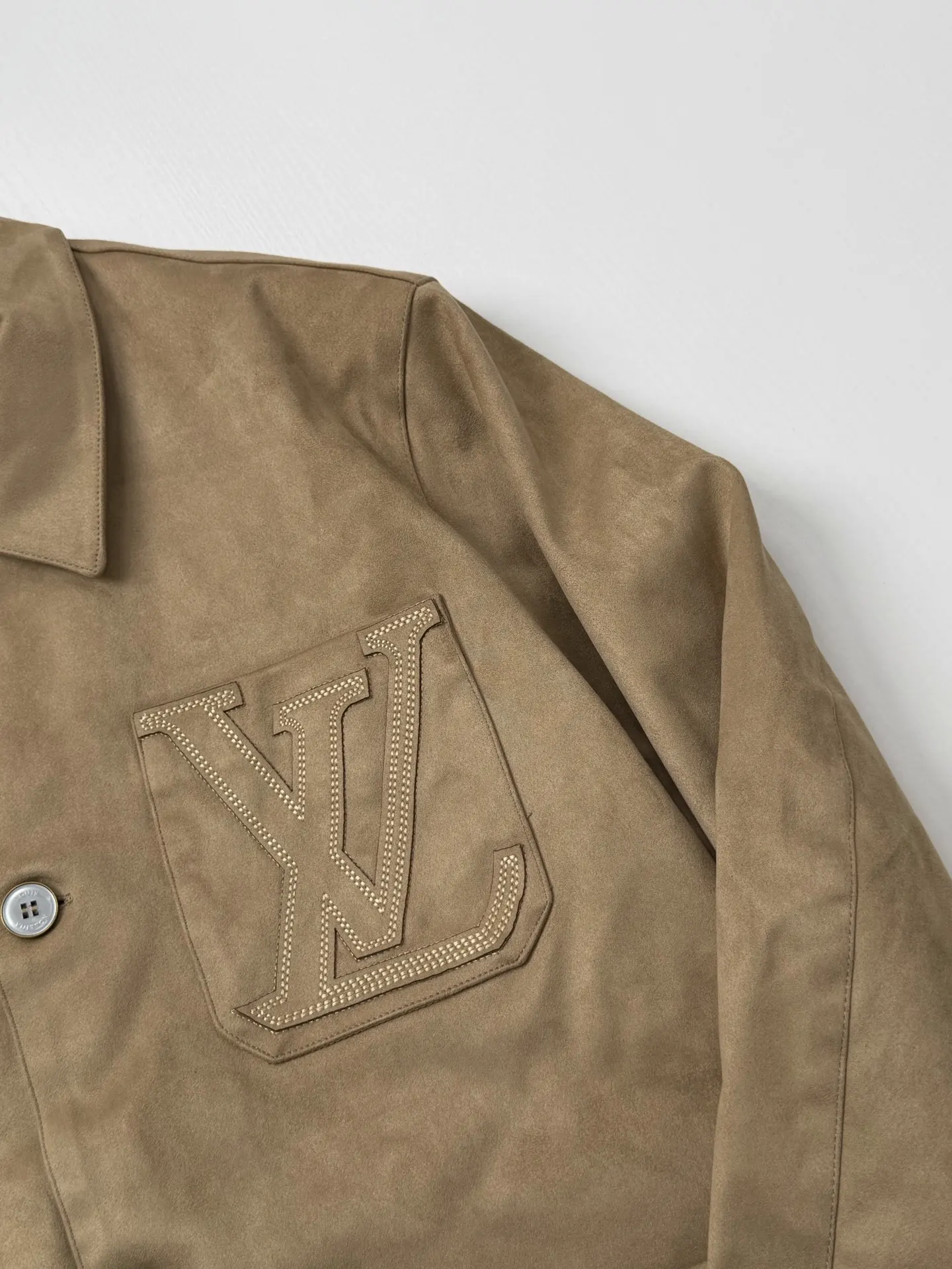 Logo-Embroidered Faux Suede Overshirt D35518680 — view 4