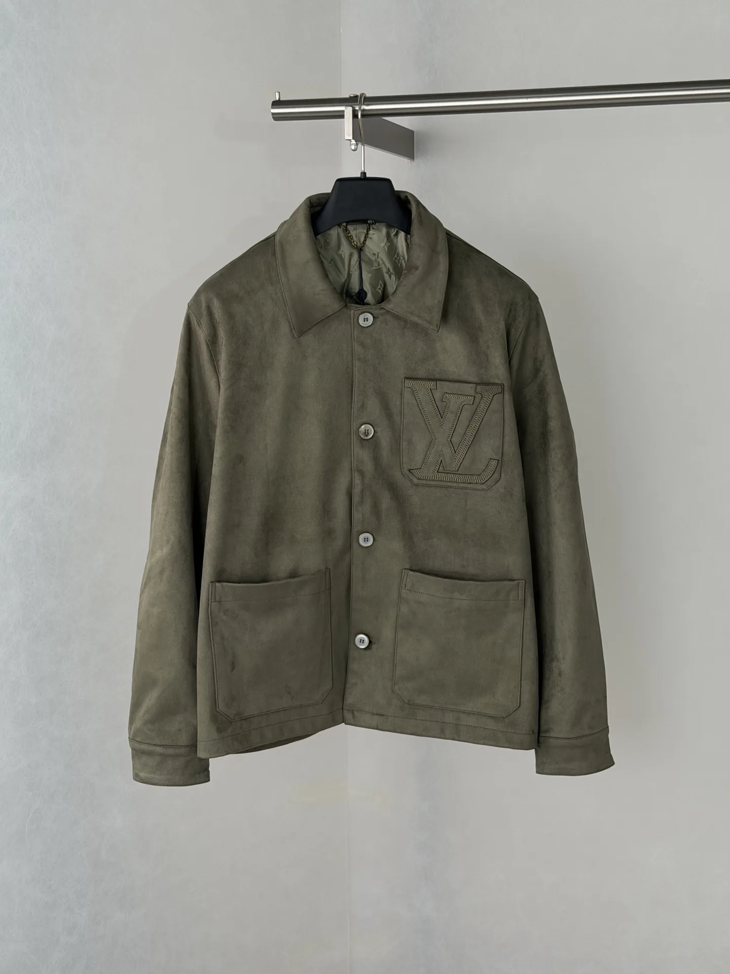 Logo-Embroidered Faux Suede Overshirt Jacket D35518679