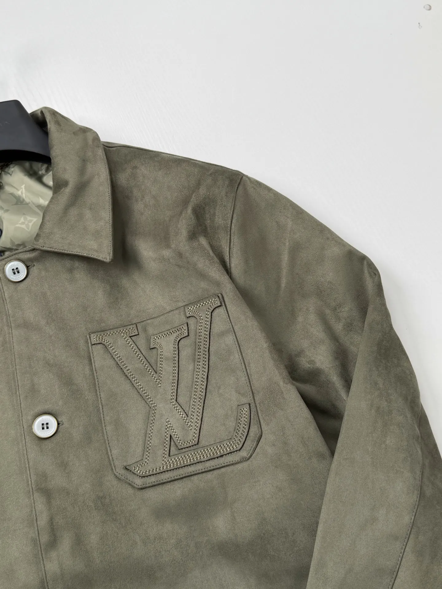 Logo-Embroidered Faux Suede Overshirt Jacket D35518679 — view 4