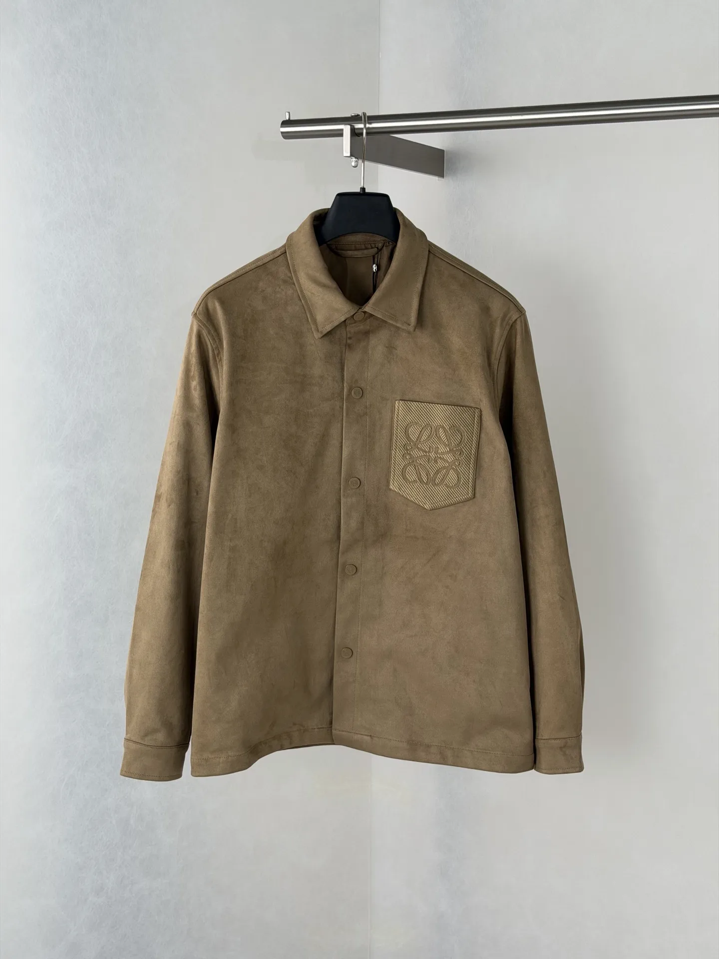 Anagram Embroidered Faux-Suede Overshirt D35518684