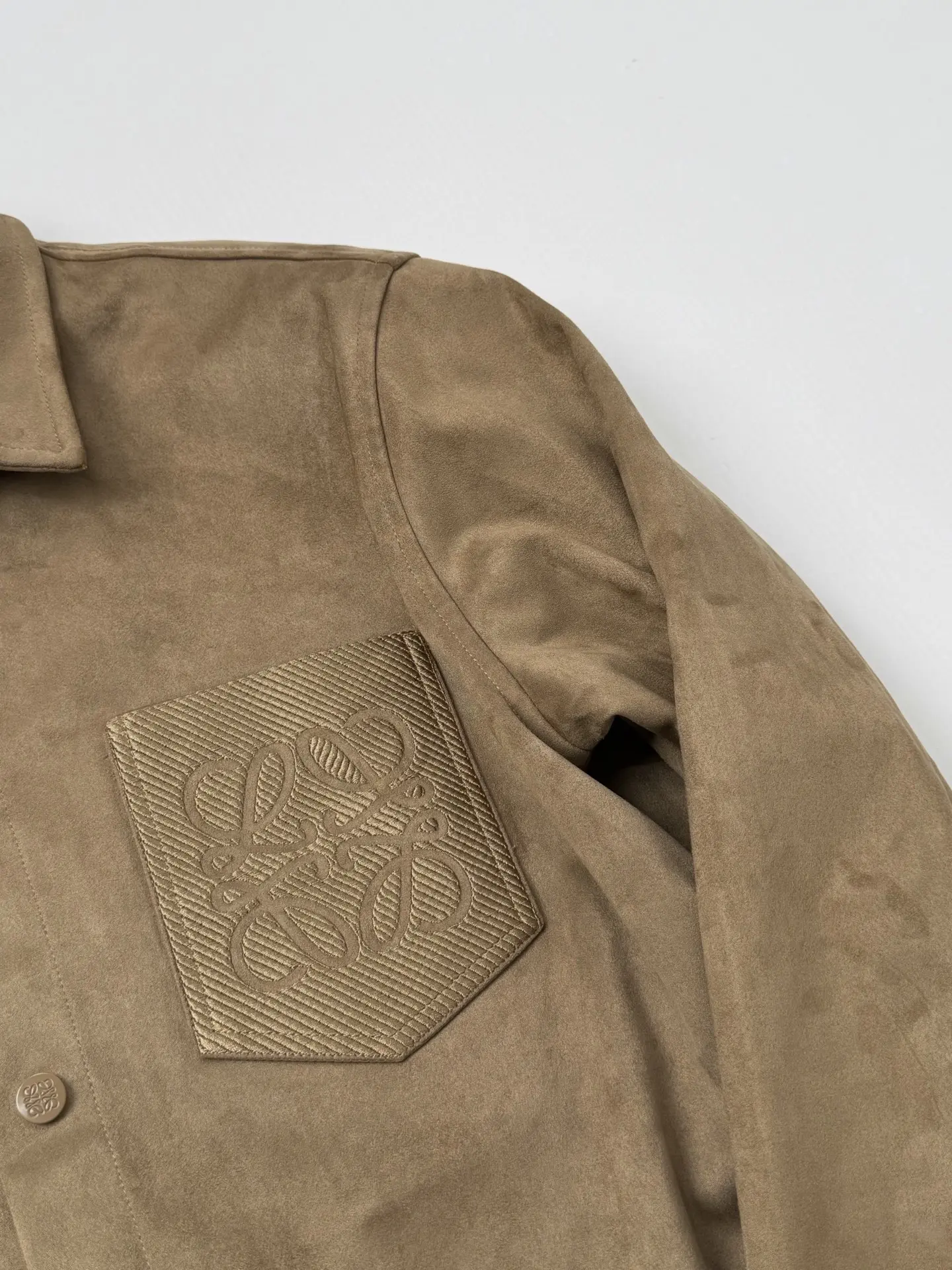 Anagram Embroidered Faux-Suede Overshirt D35518684 — view 4