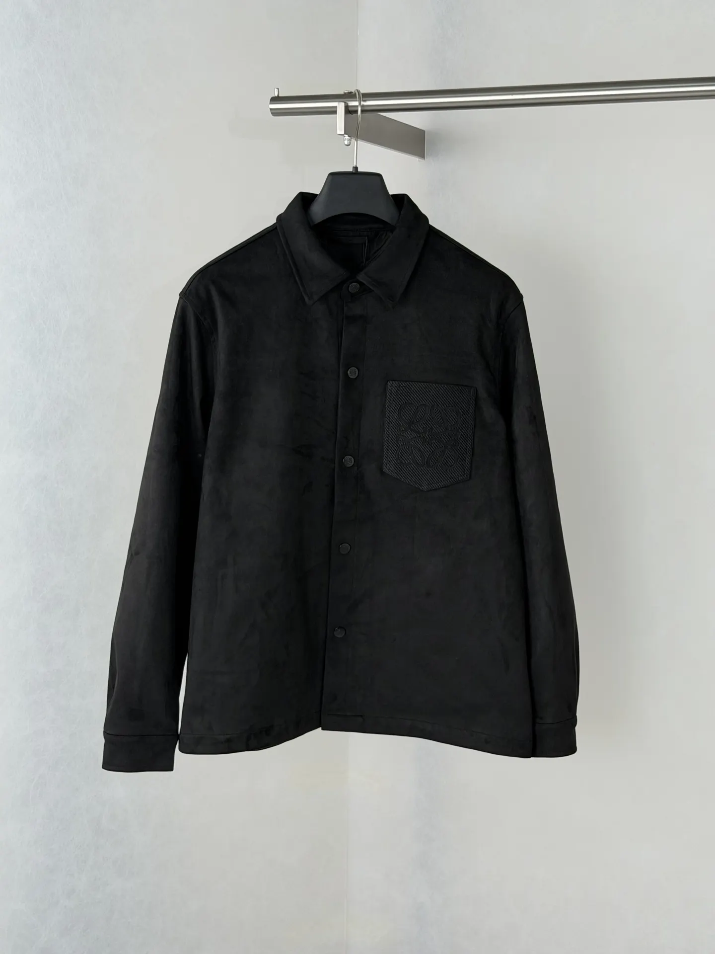 Anagram Embroidered Faux-Suede Overshirt D35518683